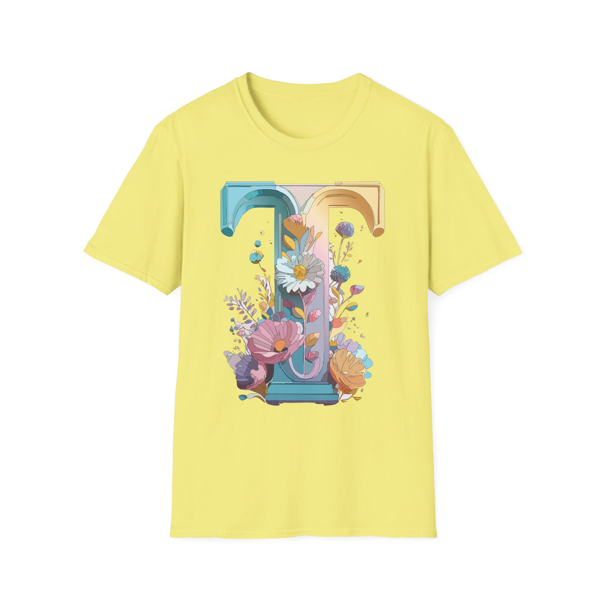 Floral Letter T Monogram T-Shirt | Botanical Initial Tee