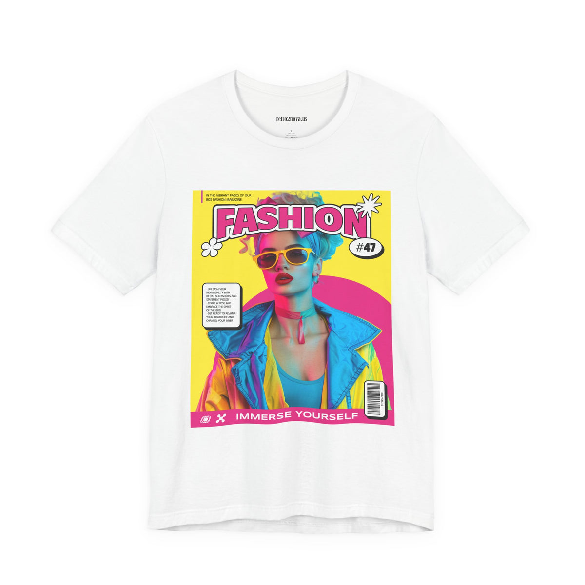 Magazine Cover Graphic Unisex Cotton Bella+Canvas Tee with Retro Poster ab25