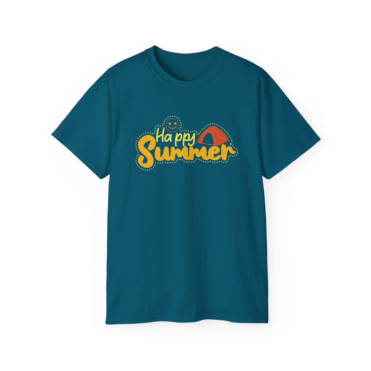 Happy Summer Sunshine Graphic Tee | Beach Tent, Sunglasses, Retro Script