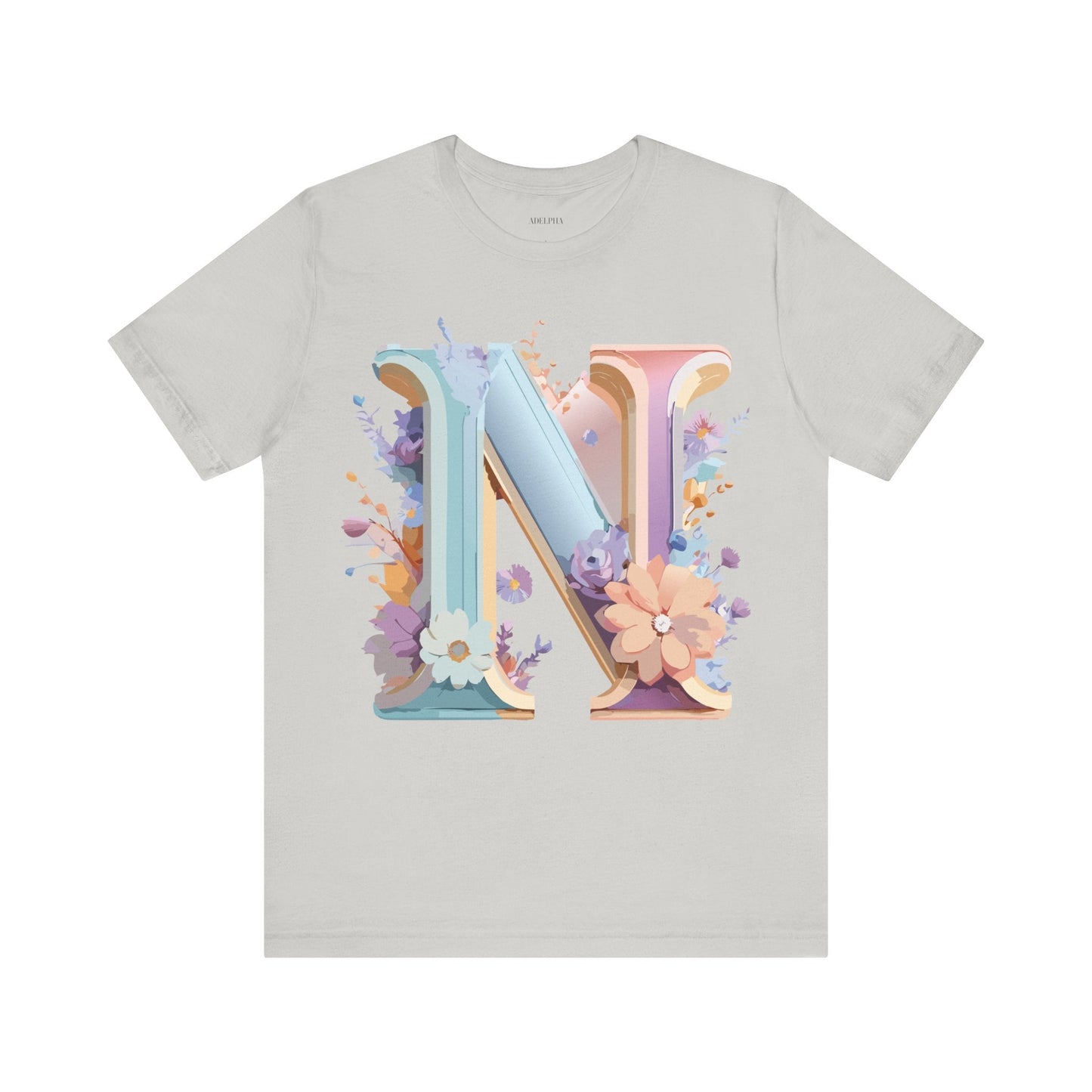 Letter N Shirt Unisex Graphic Tee Adelpha Vintage Inspired Artwork Short Sleeve Premium Cotton