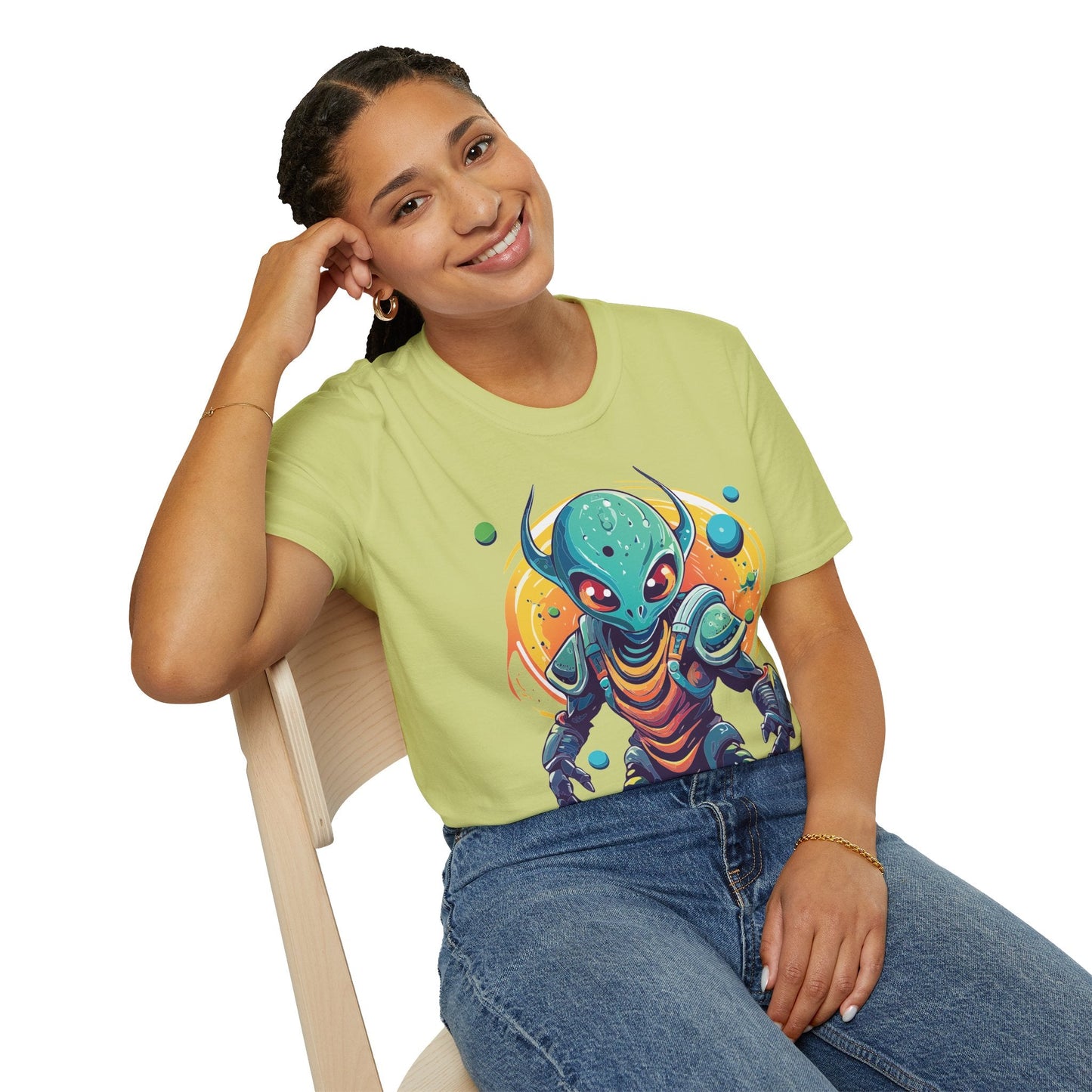 Alien Cosmos Shirt Unisex Softstyle Tee With Alien Art Design Space Theme Graphic Tee