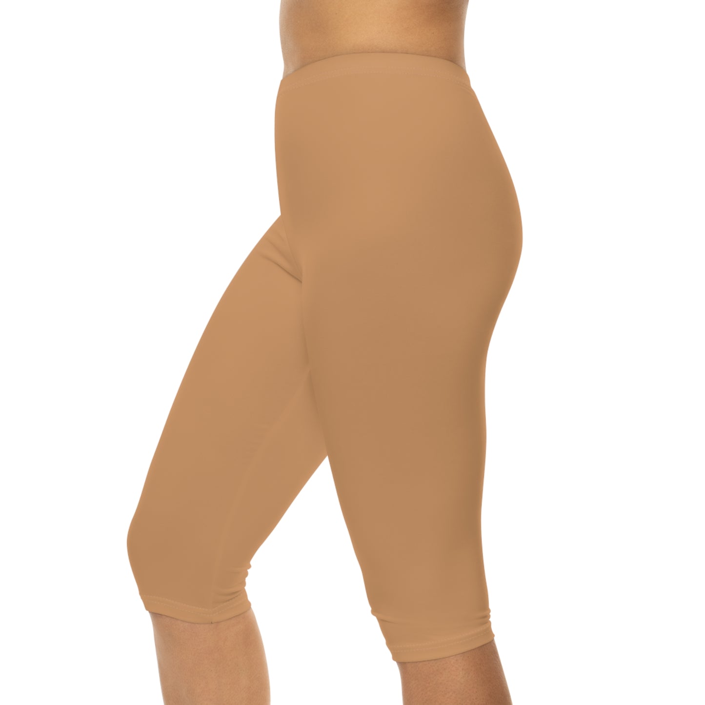 Light Bronze Color Women's Brushed Suede Poly Span Casual Capri Leggings XS-2XL