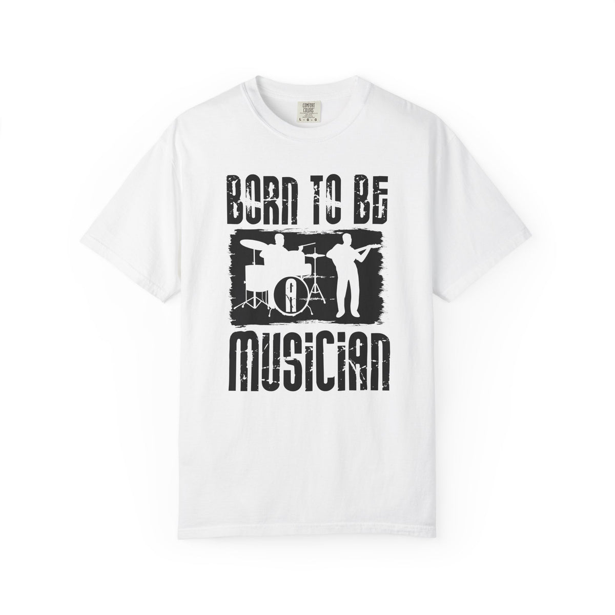 Born to Be Musician T-shirt Band Silhouette Drum Guitar Design Unisex Cotton Tee 009