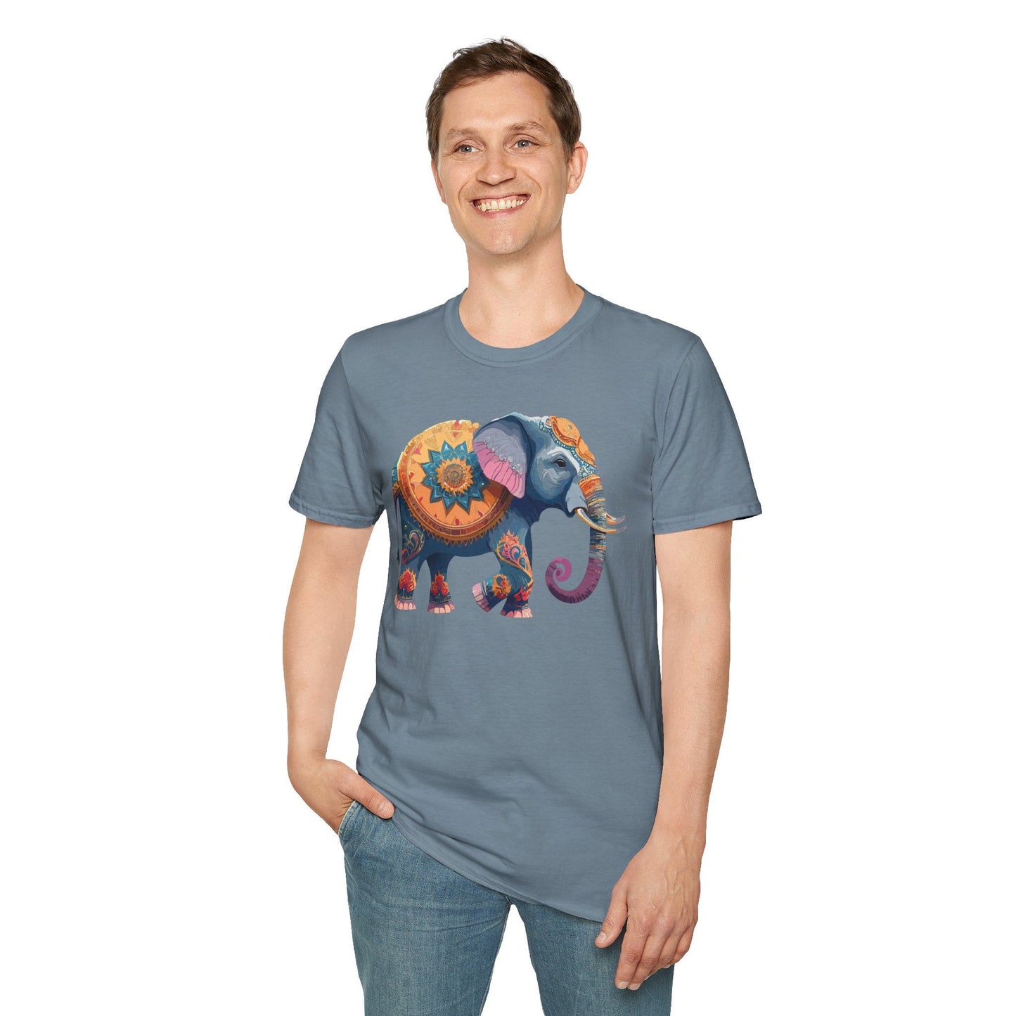 Elephant T Shirt Unisex Gildan Softstyle Tee 100 Percent Ring Spun Cotton Animal Shirt