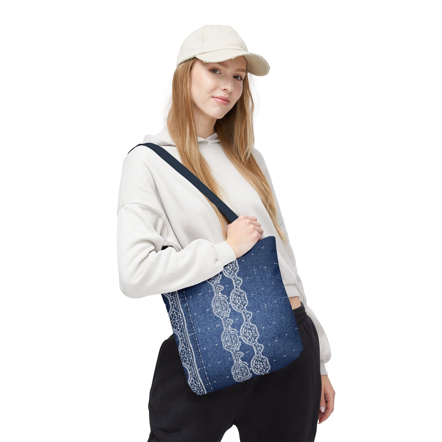 Denim Fabric Imitation Print Unisex Canvas Bag Poly Spun 3 Sizes Tote Bag 106