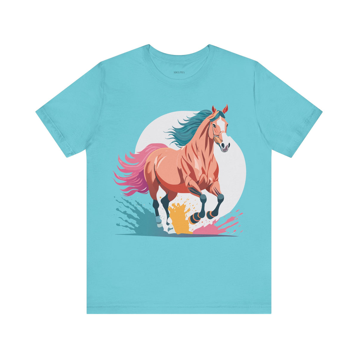 Horse Graphic Unisex Cotton Bella+Canvas Tee with Art Animal Design e307