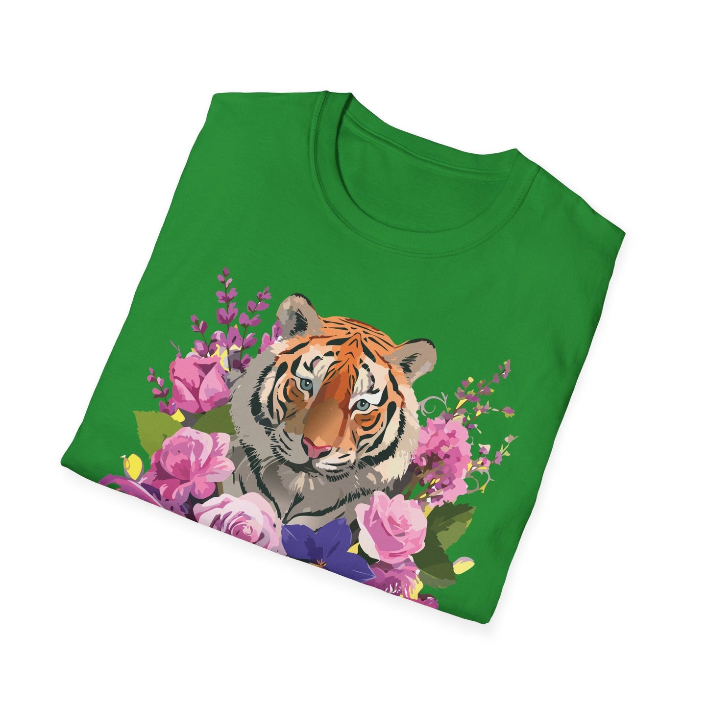 Tiger Print Shirt Unisex Animal Tee Softstyle Gildan 64000 Cotton