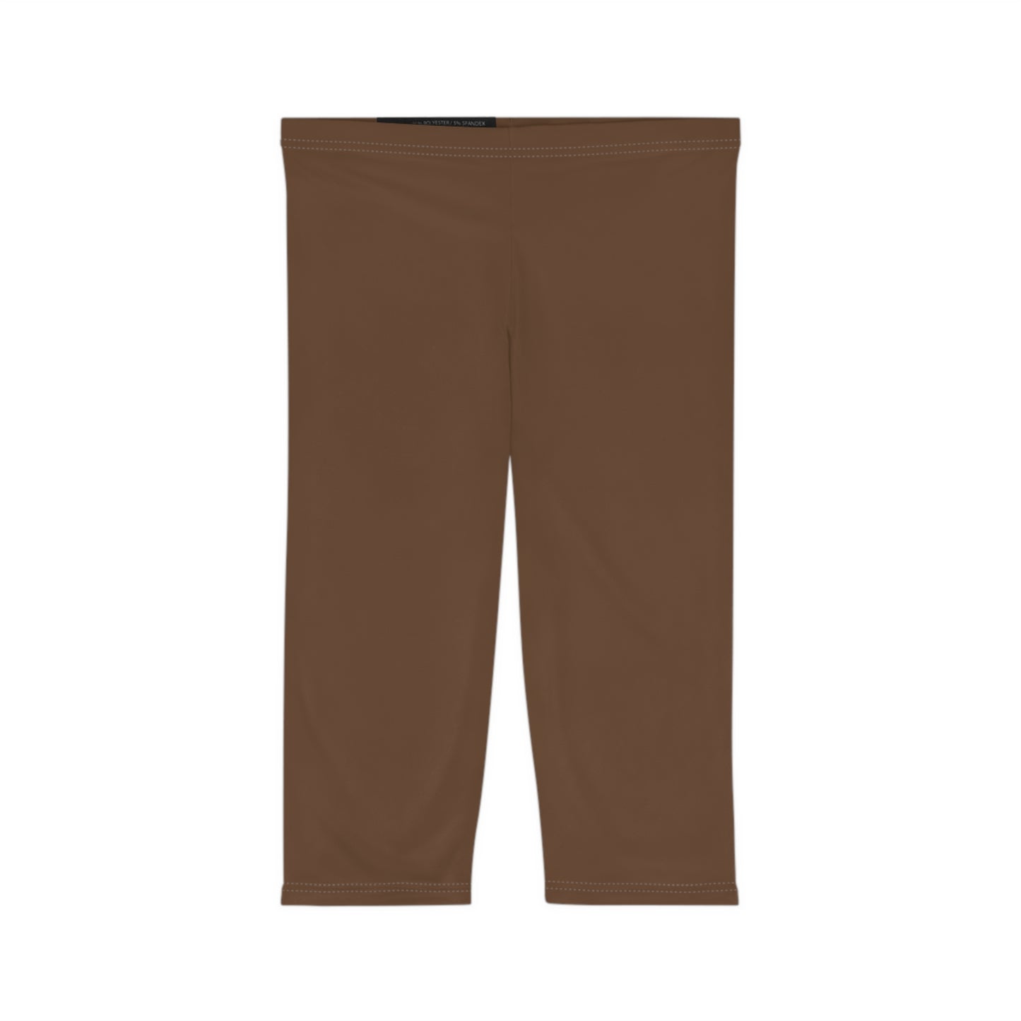Coffee Bean Color Women's Brushed Suede Poly Span Casual Capri Leggings XS-2XL