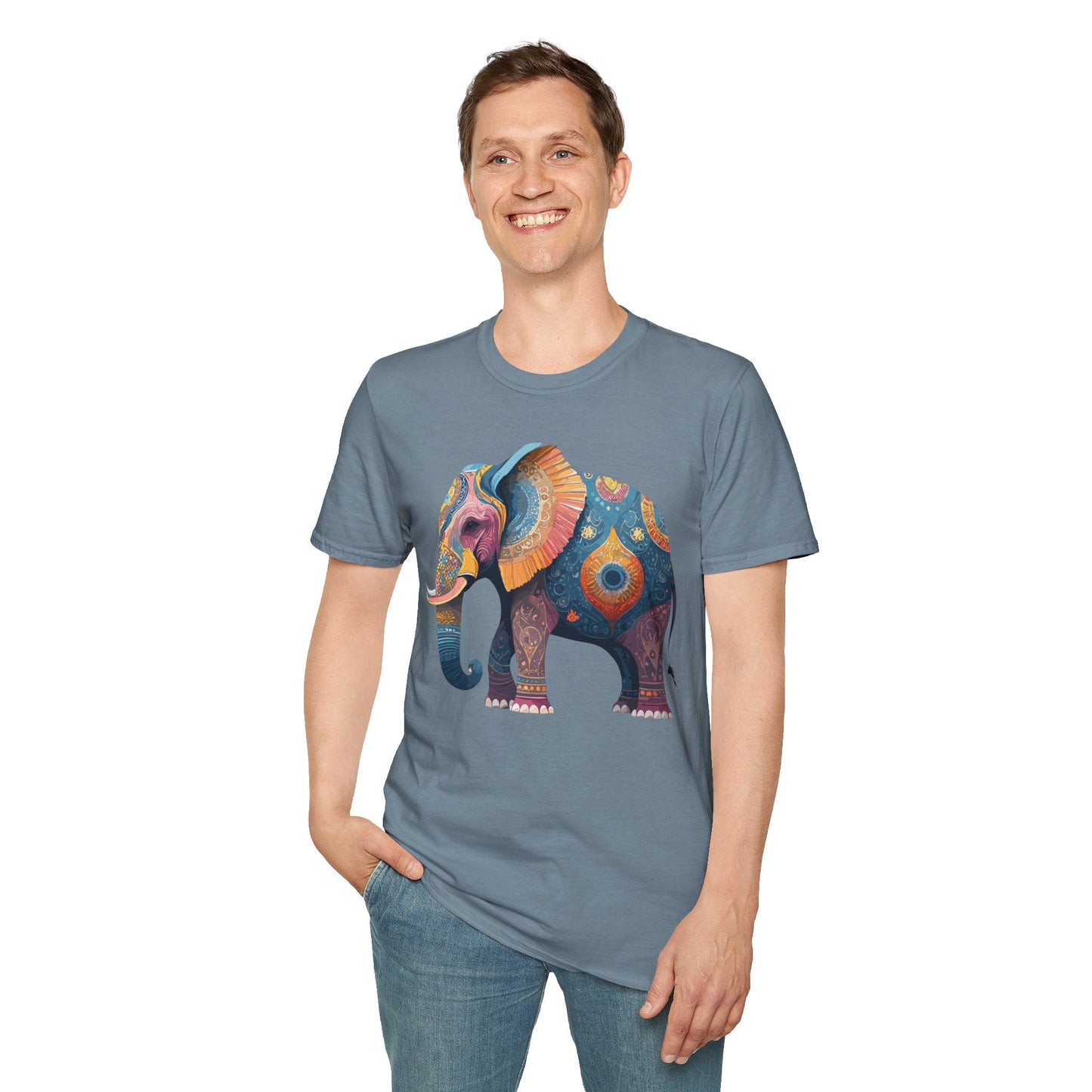 Elephant T Shirt Unisex Gildan Softstyle 64000 Tee With Animal Elephant Graphic Artwork