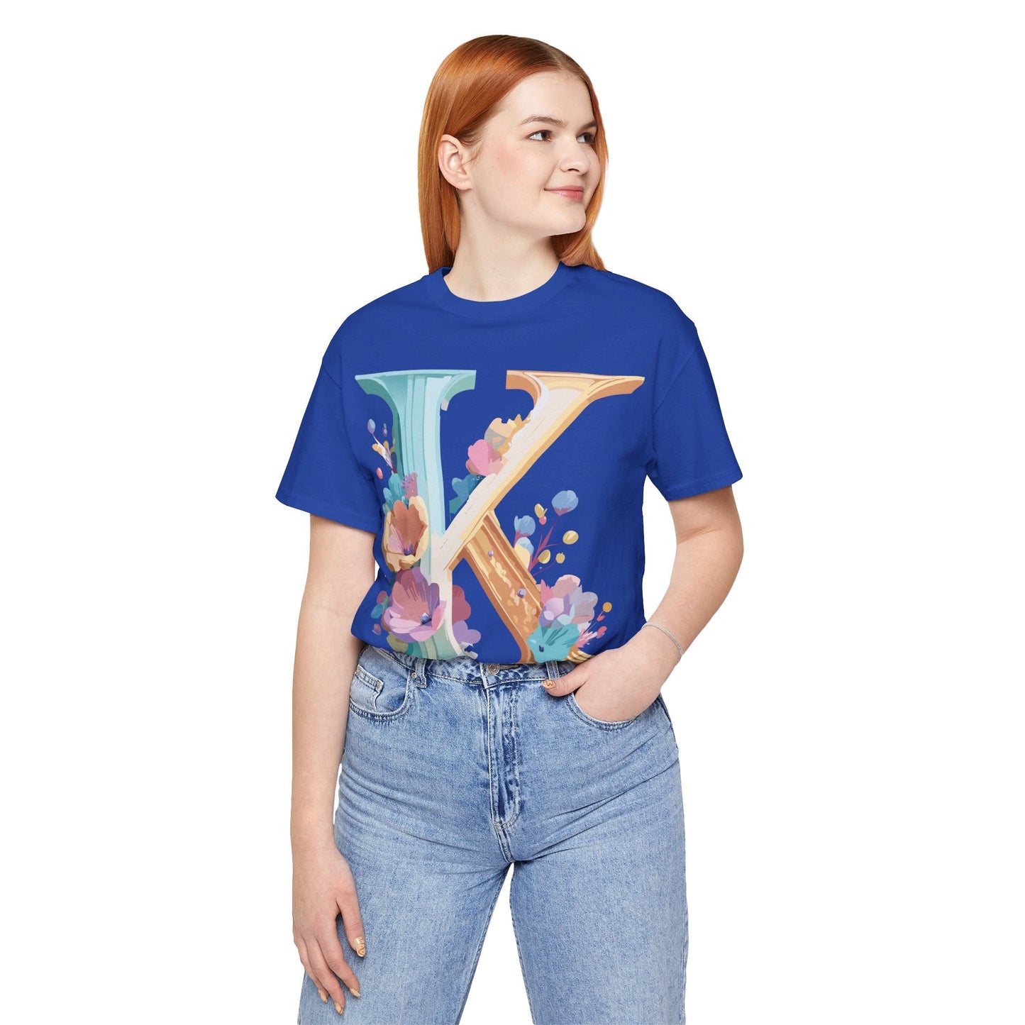 Letter K Shirt Graphic Tee Unisex Vintage Inspired Adelpha Art Design Tee Premium Soft Cotton