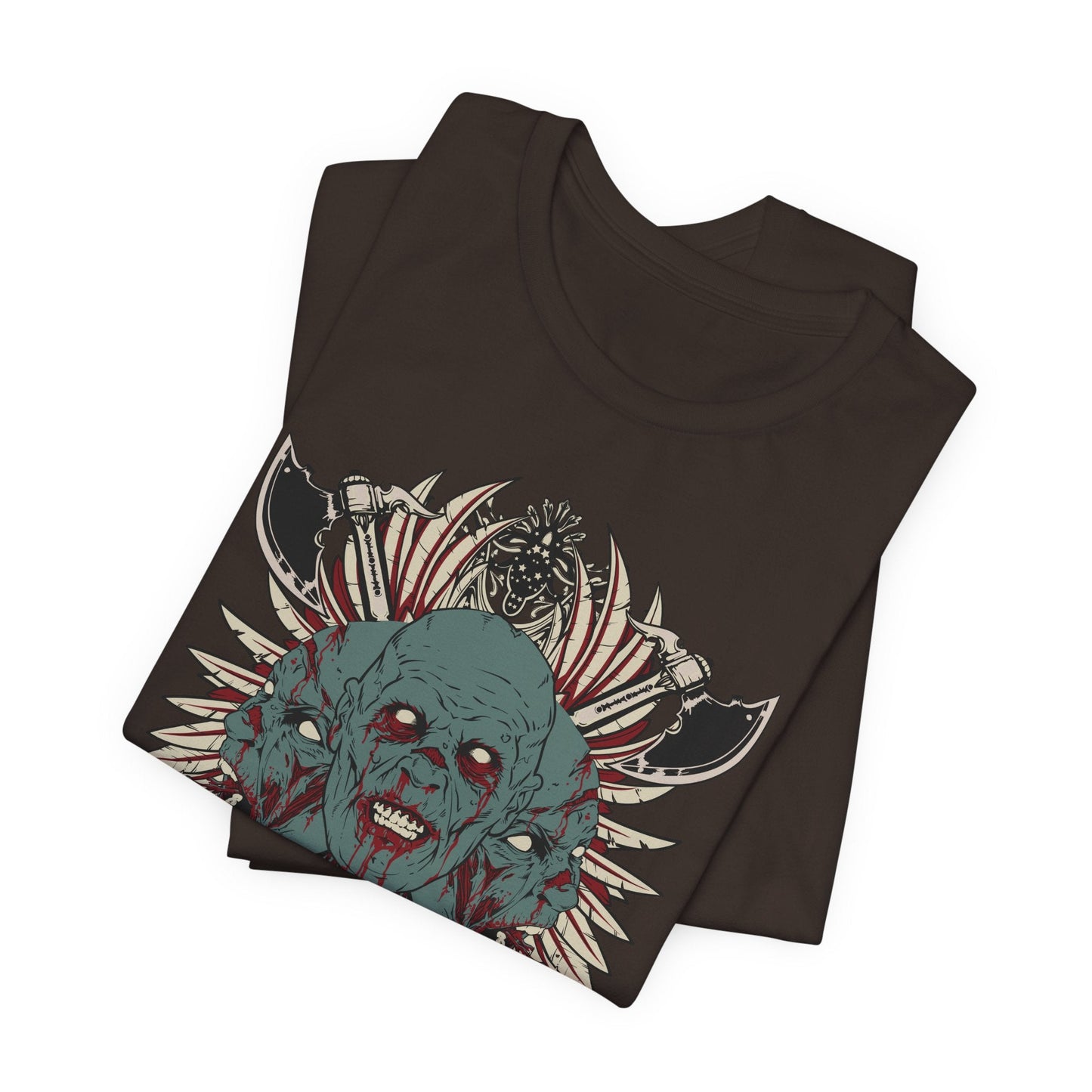 Zombie Skull Mandala T-Shirt Horror Graphic Tee, Gothic Skull Art-54-2