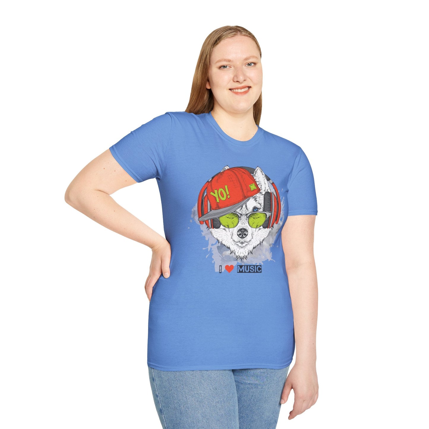 Unisex Music Animals Short Sleeve T Shirt With Headphones For Music Lovers Gildan 64000