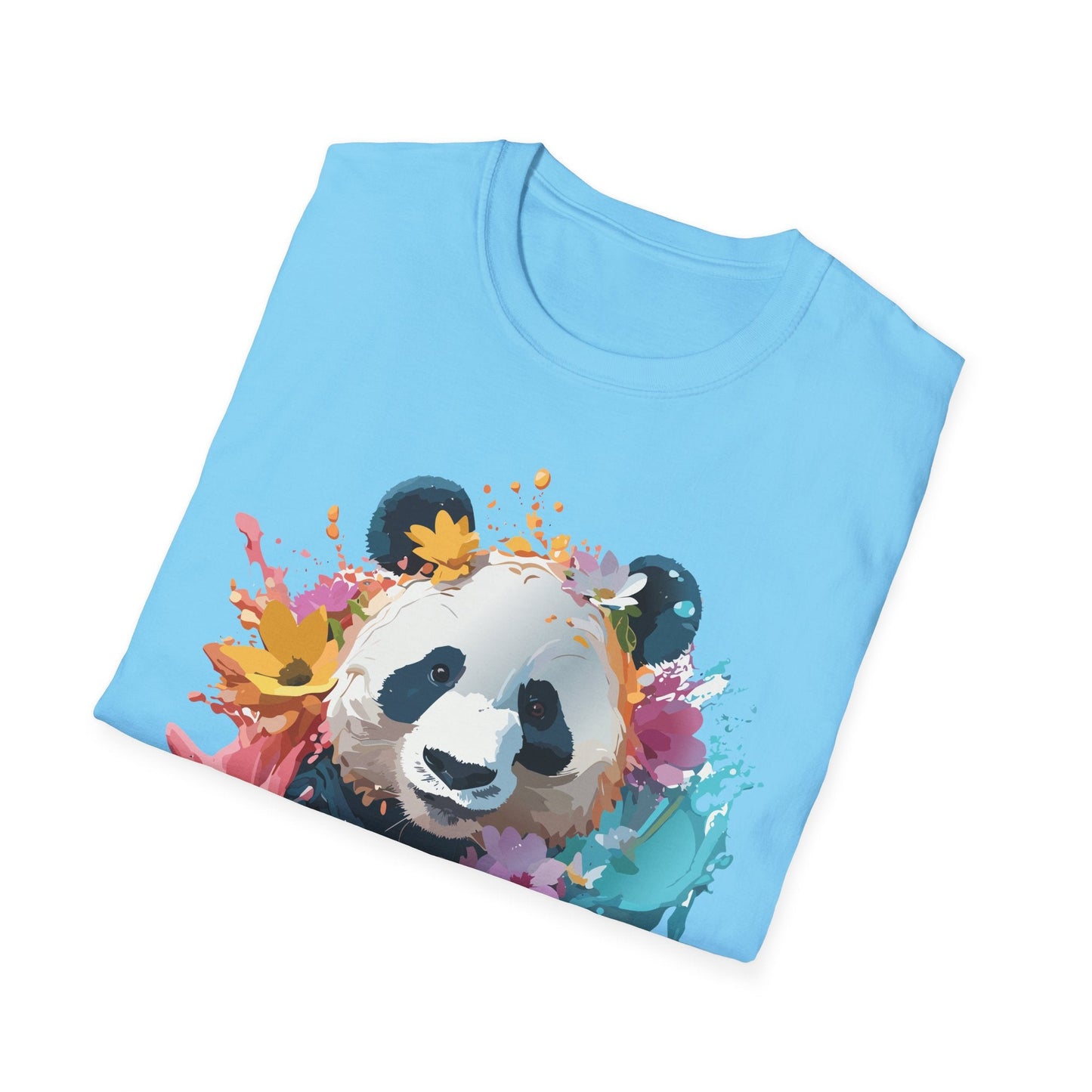 Unisex Panda Shirt Softstyle Tee 100 Percent Ring Spun Cotton Casual Animal Print