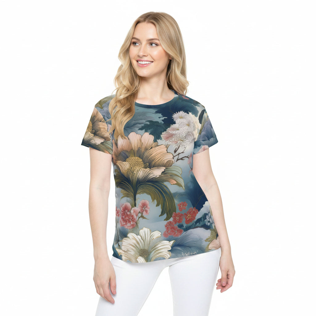 Women Poly Shirt with Floral Print F323