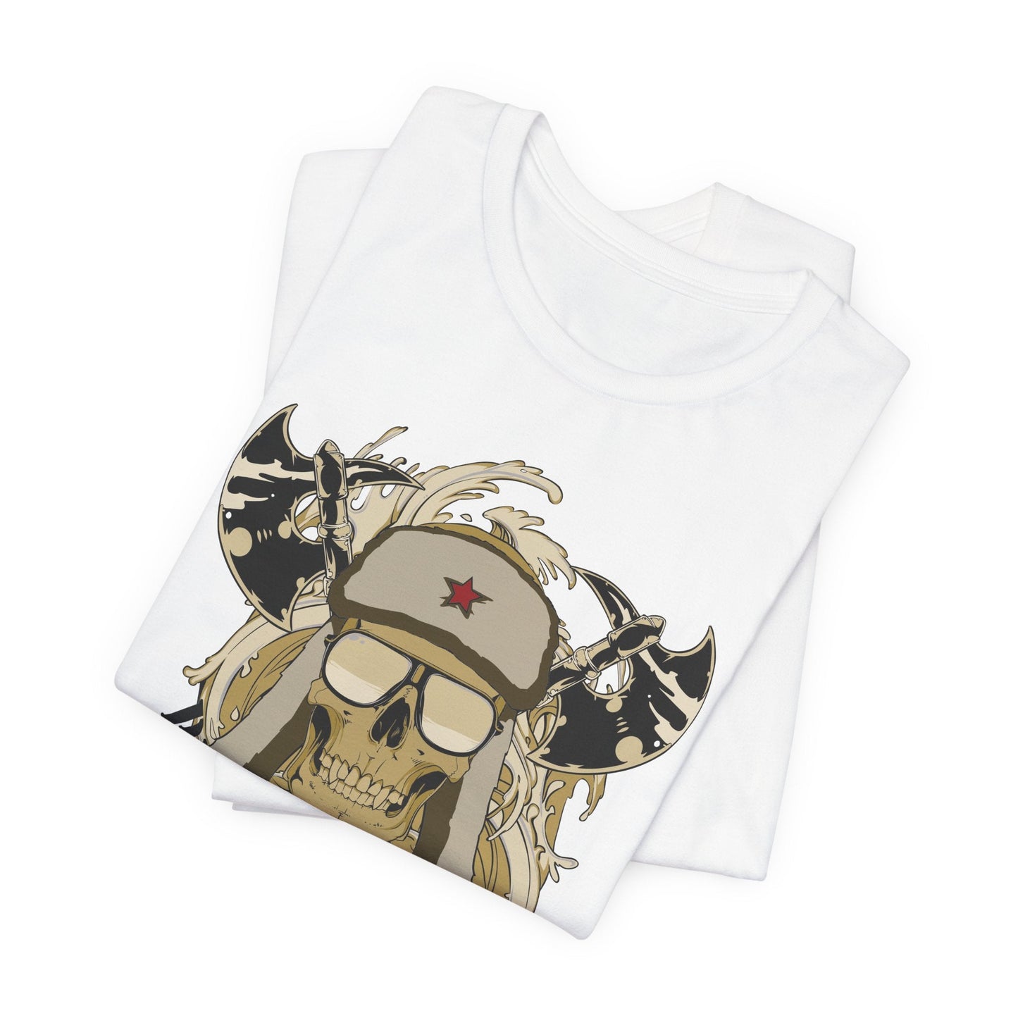Viking Skull Graphic with Horned Helmet T-Shirt Captain Design Tee Art-41