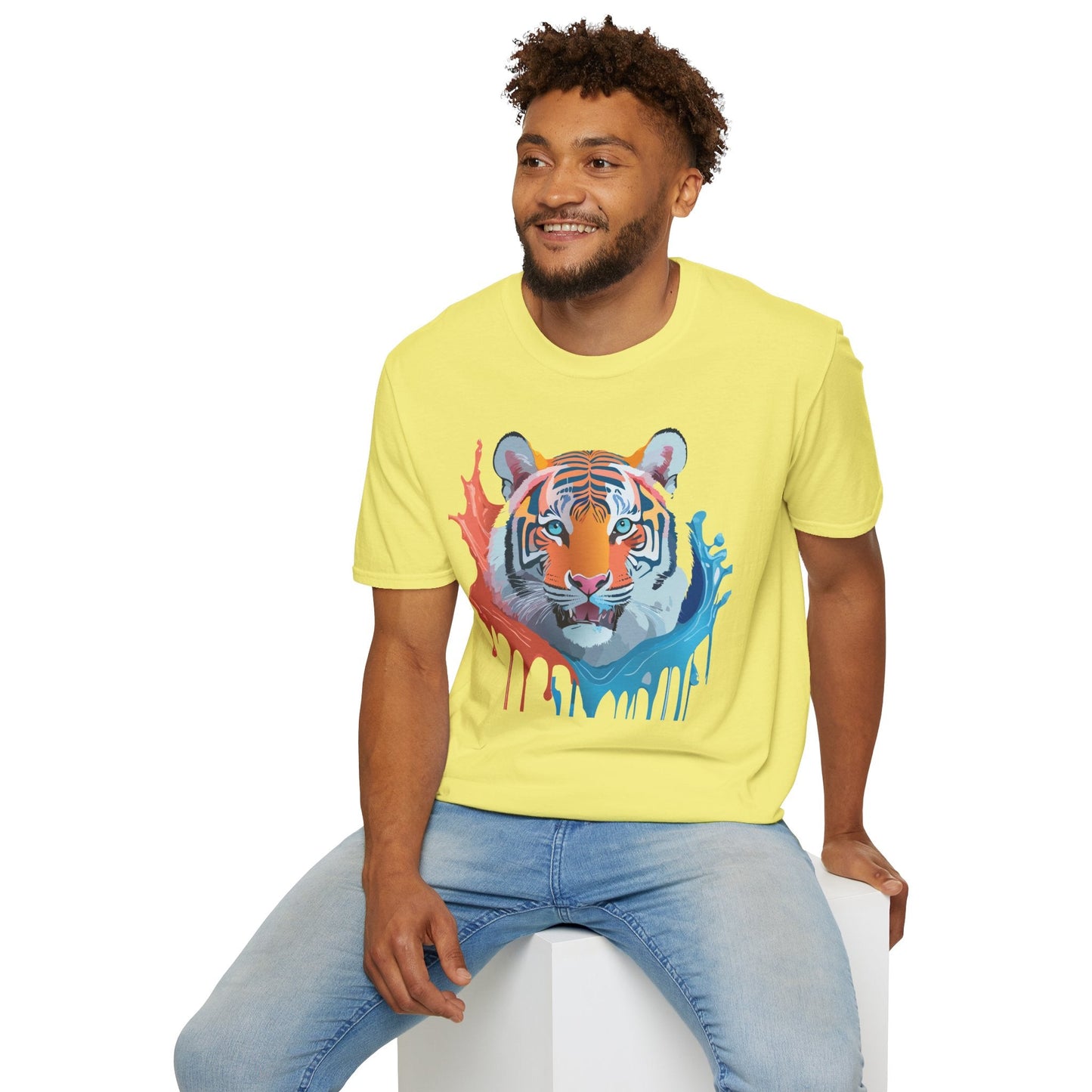 Unisex Tiger Tee Gildan Softstyle Animal Print Shirt Ring Spun Cotton
