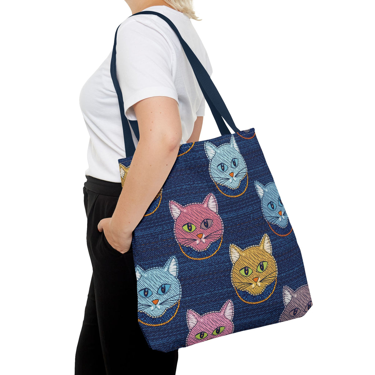 Denim Fabric Imitation Print Unisex Canvas Bag Poly Spun 3 Sizes Tote Bag 190-2