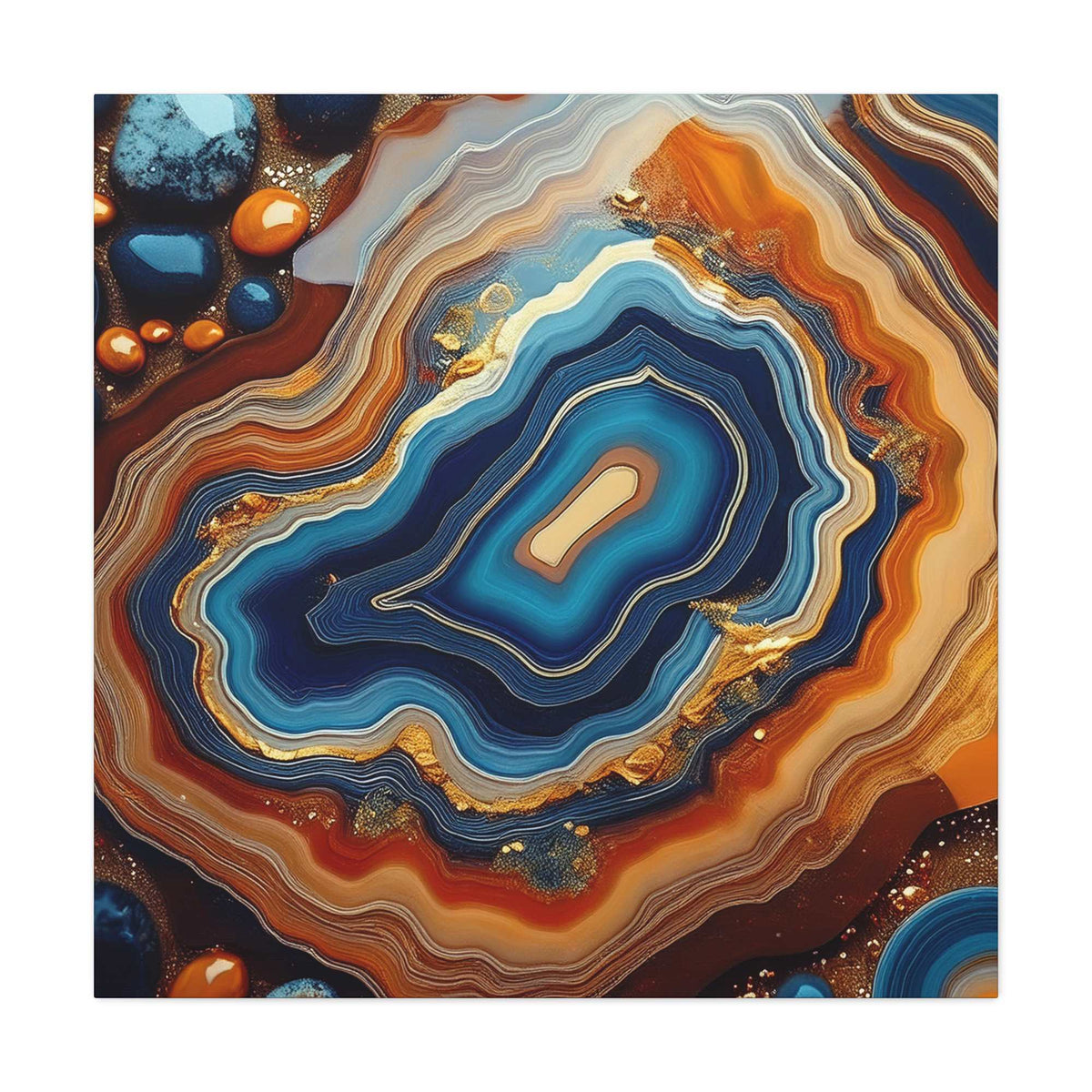 Agate Stone Graphic Print Canvas, Oil Paint Print 20x20, 24x24, 30x30, 32x32, 36x36 Canvas Pine-Wood Inner Frame MC-189