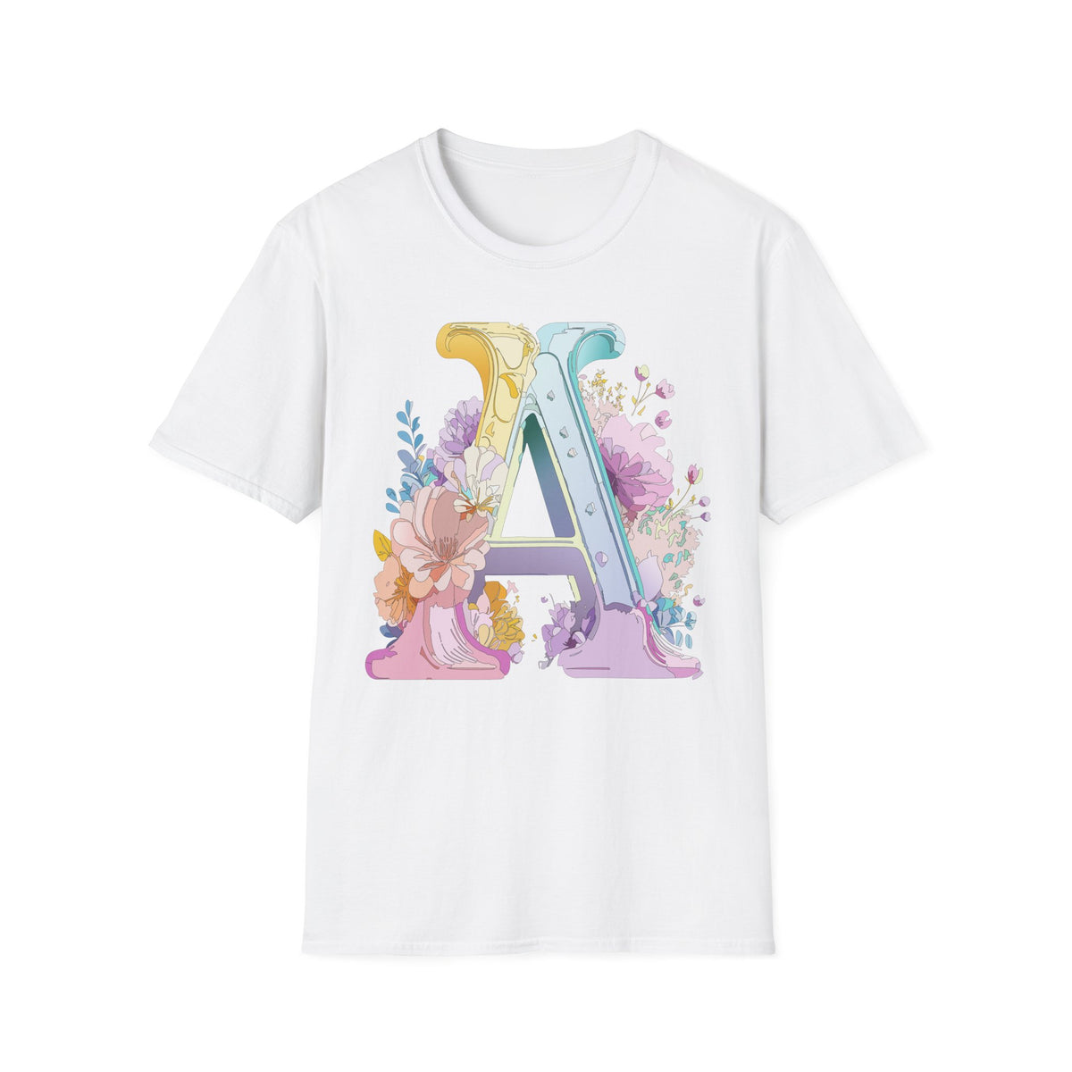 Floral Monogram A T-Shirt | Letter A Initial Tee, Botanical Alphabet Shirt