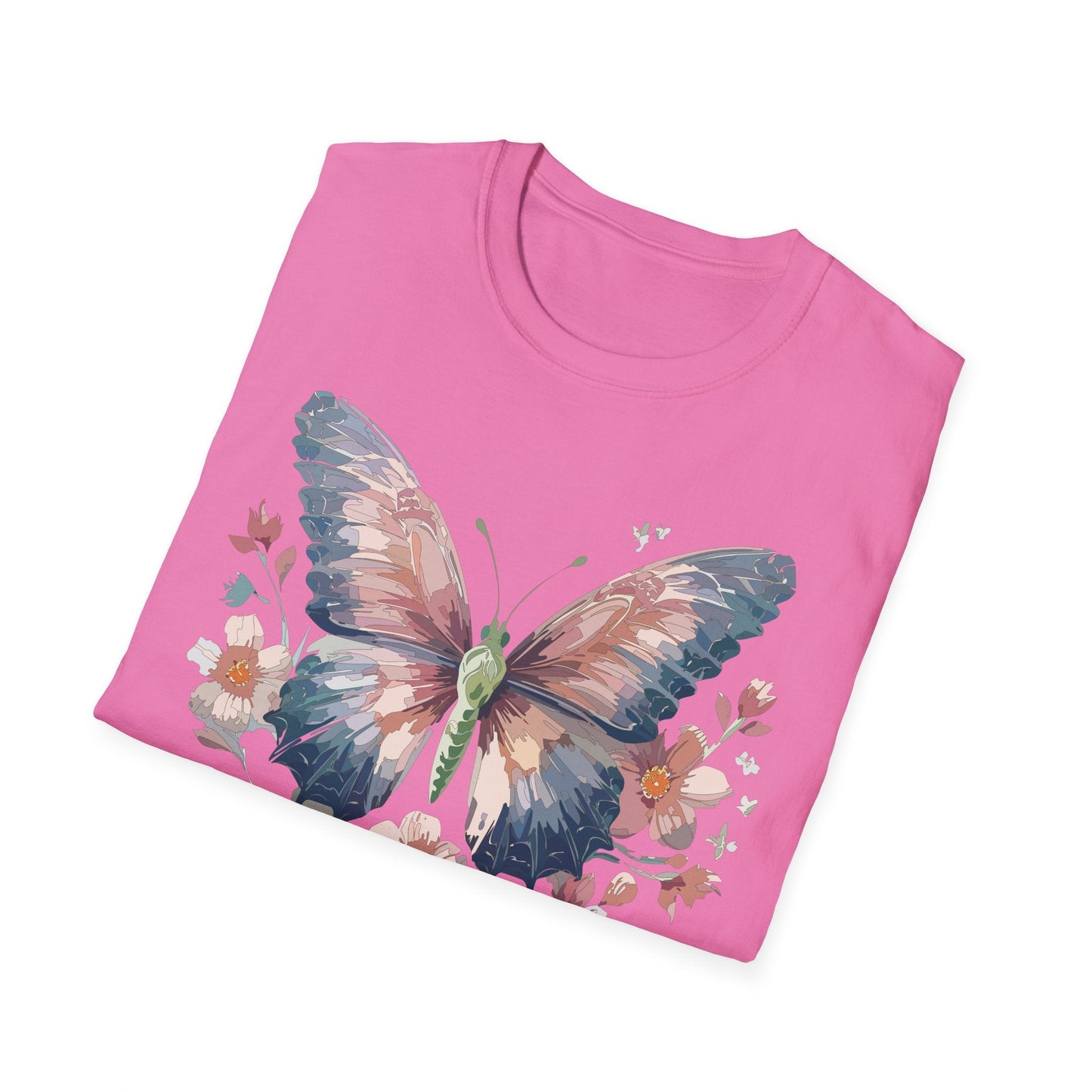 Butterfly Print T Shirt Monarch Unisex Gildan Softstyle 64000 Cotton Tee For Everyday Comfort