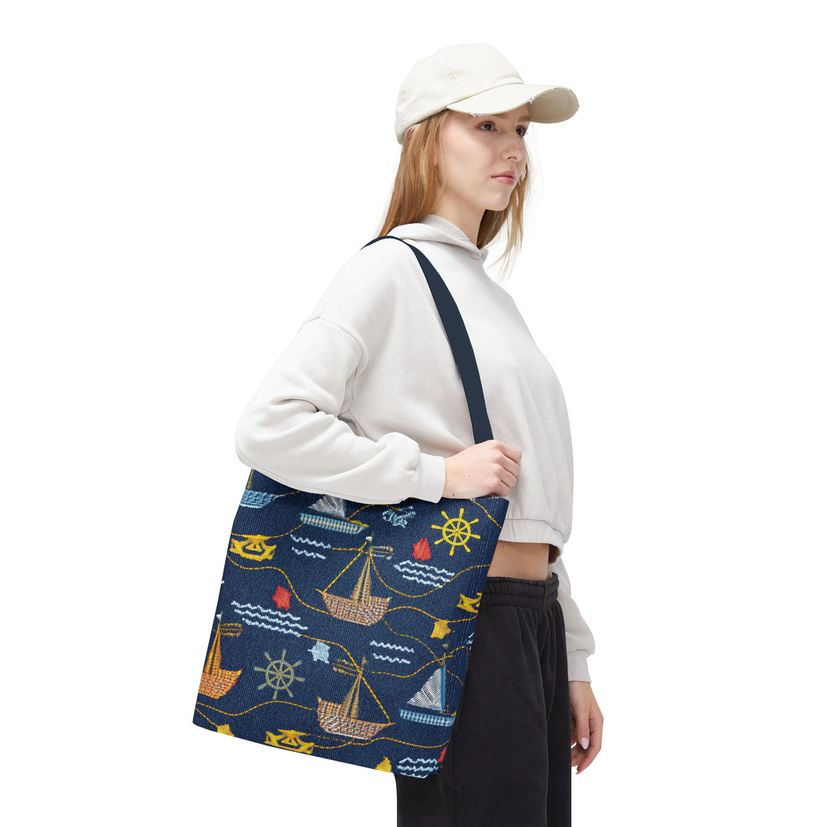 Denim Fabric Imitation Print Unisex Canvas Bag Poly Spun 3 Sizes Tote Bag 182-13