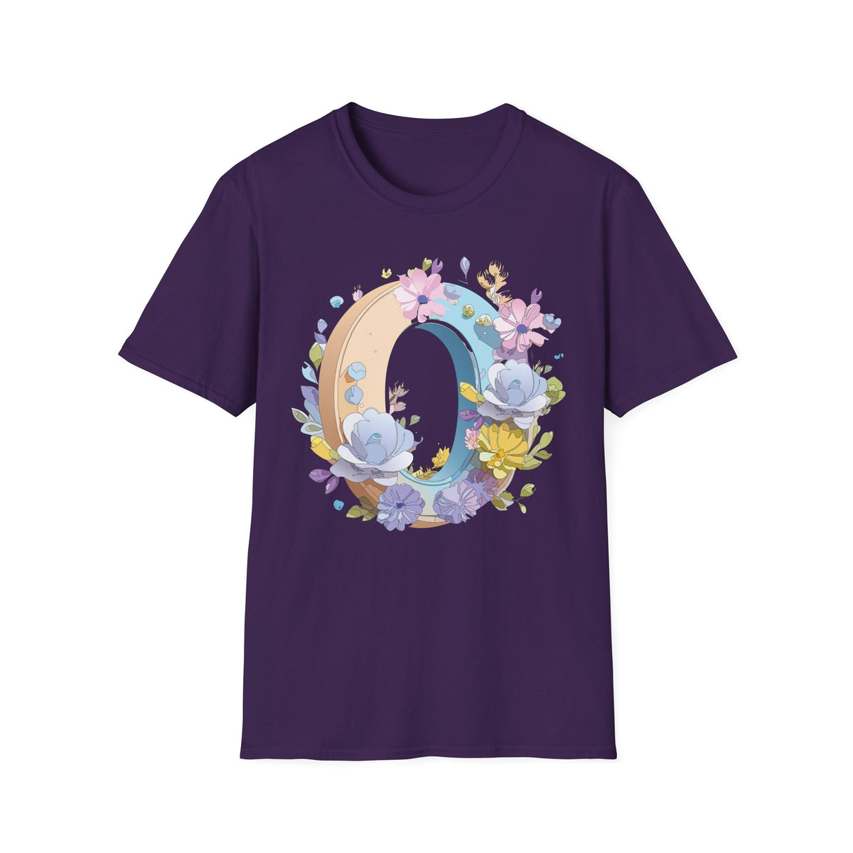 Floral Letter O Shirt | Monogram Initial O Tee, Pastel Flower Alphabet