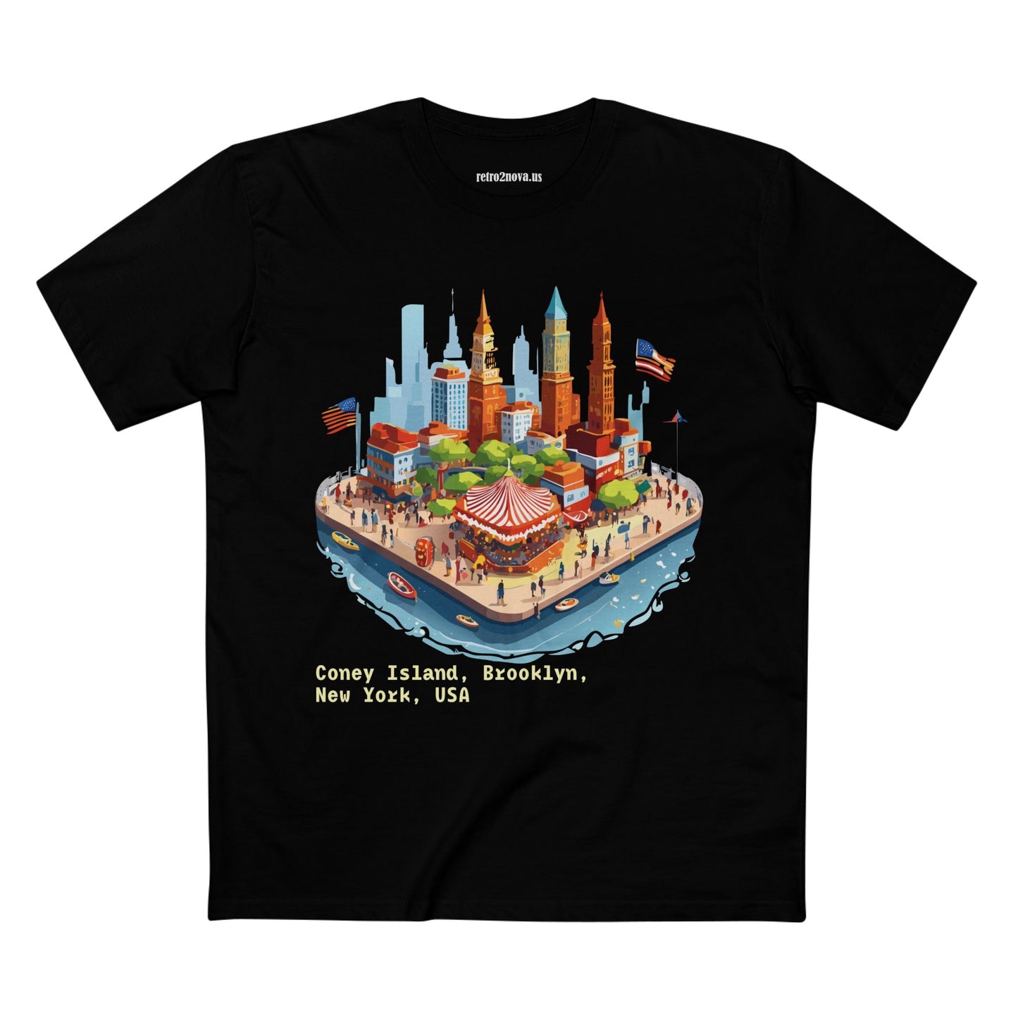 Unisex Premium Cotton Staple Tee With Original Art Design From Retro2Nova Brooklyn Travel Shirt