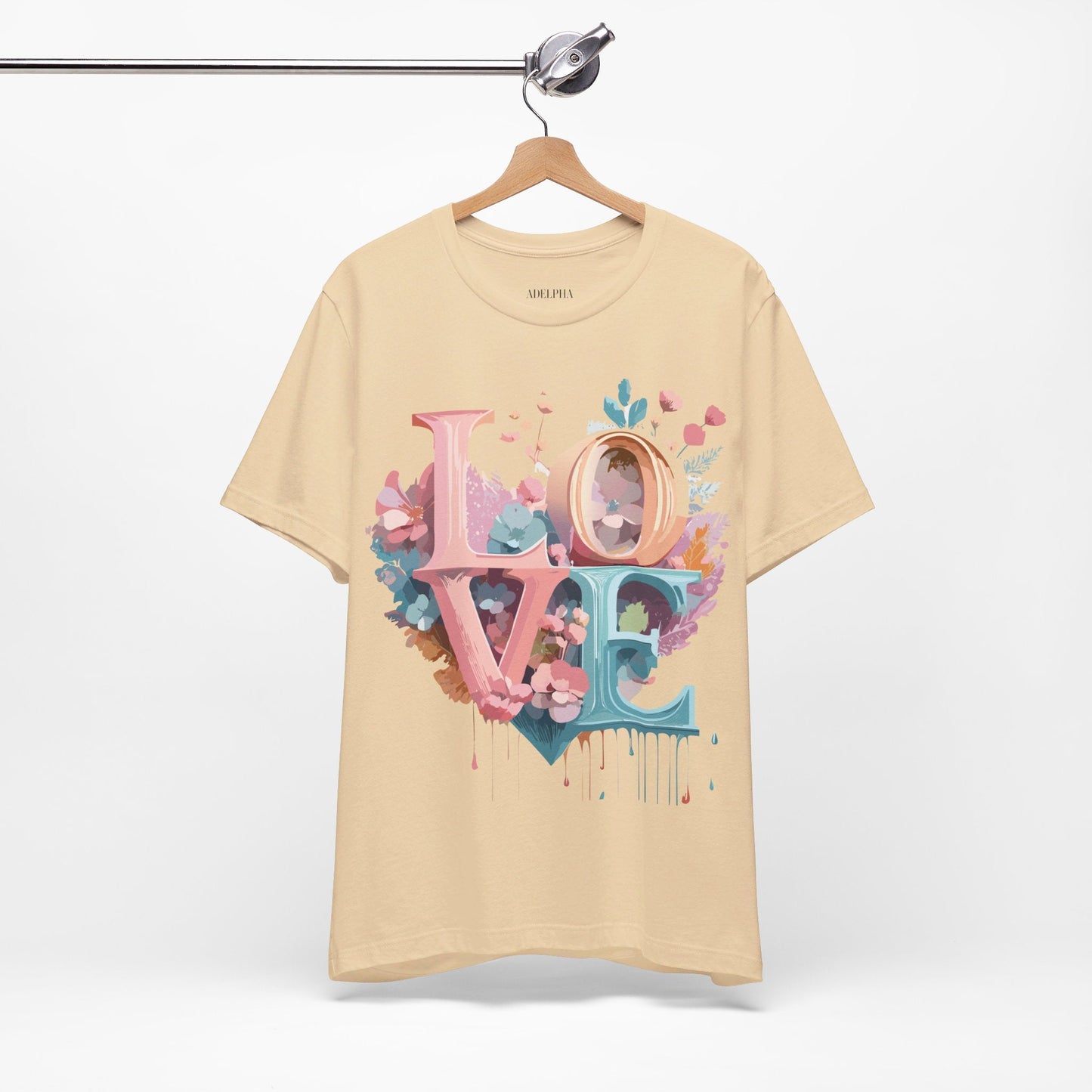 Valentine Day Graphic Unisex 100 Cotton Vintage Artwork with Love and Flower Design Tee 53