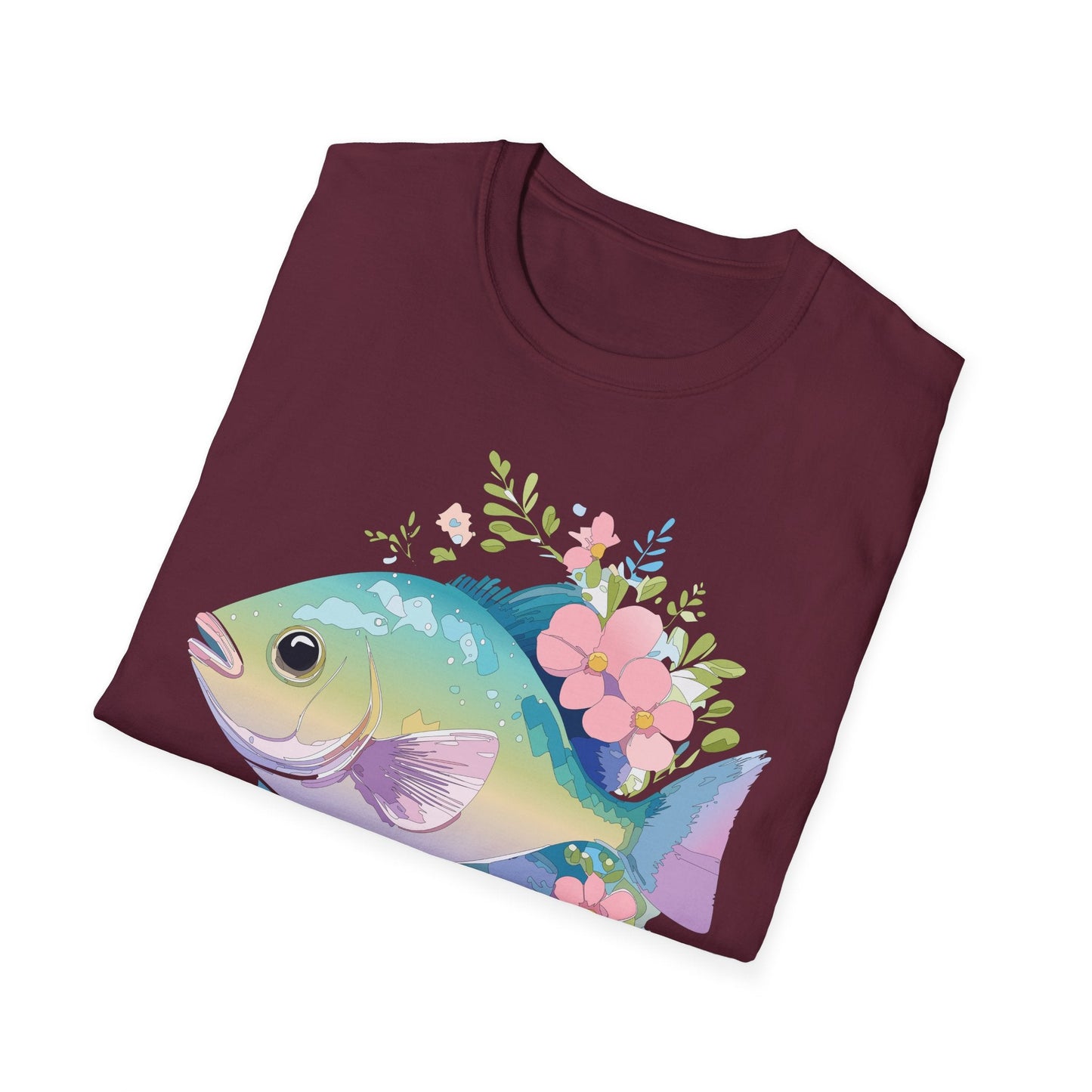 Fish Art Graphic Tee Unisex Gildan Softstyle 64000 100 Percent Ring Spun Cotton Comfortable Tee