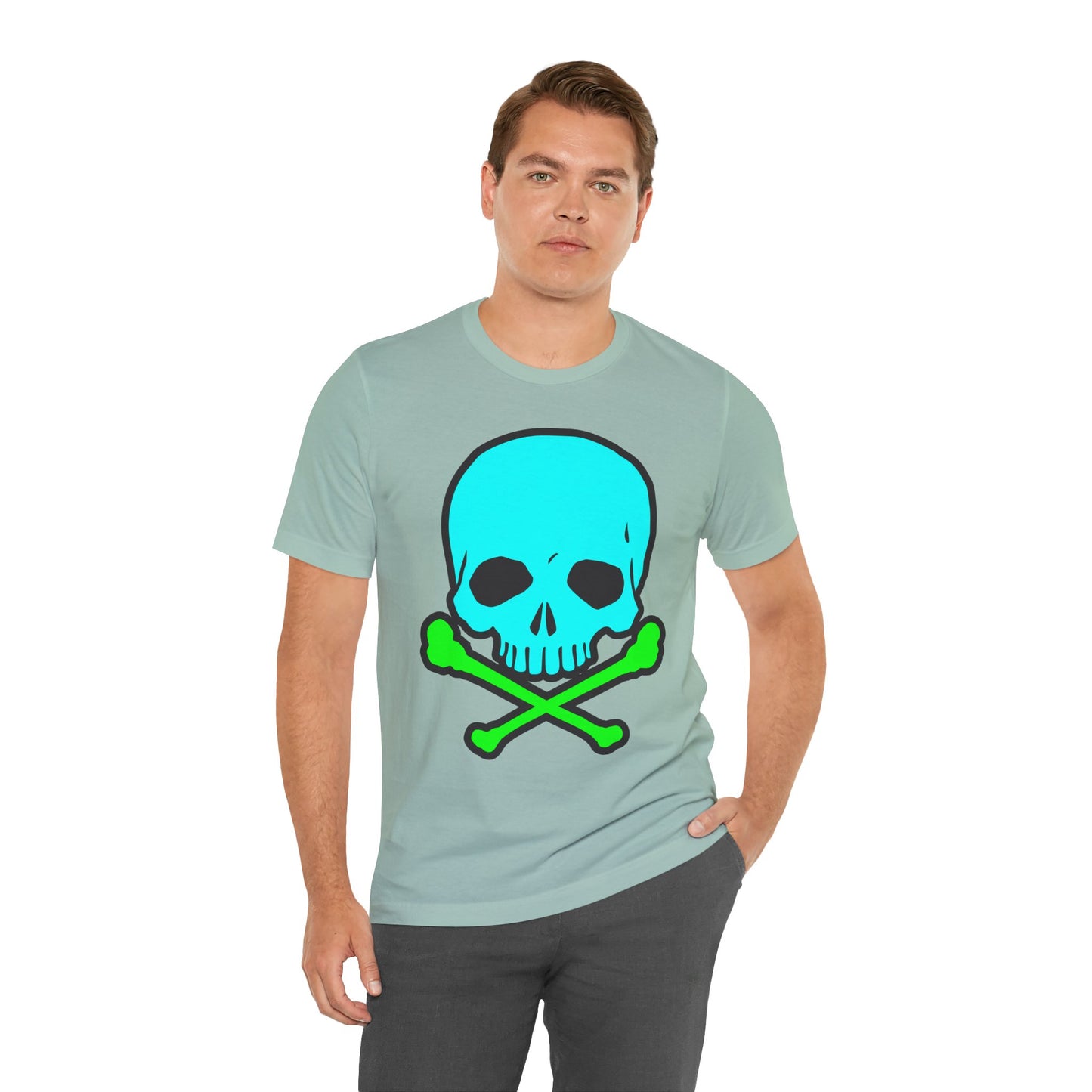 Blue Skull Graphic Design Tee, Skull Shirt, Vintage Tees, Art Design T-Shirt, Vintage Graphic Tee, Art Shirts with Skulls