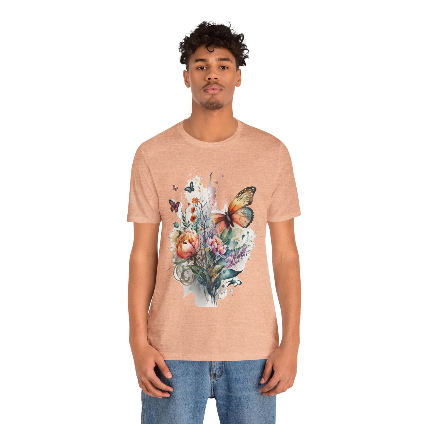 Cotton Tee Shirt with Butterfly Prints