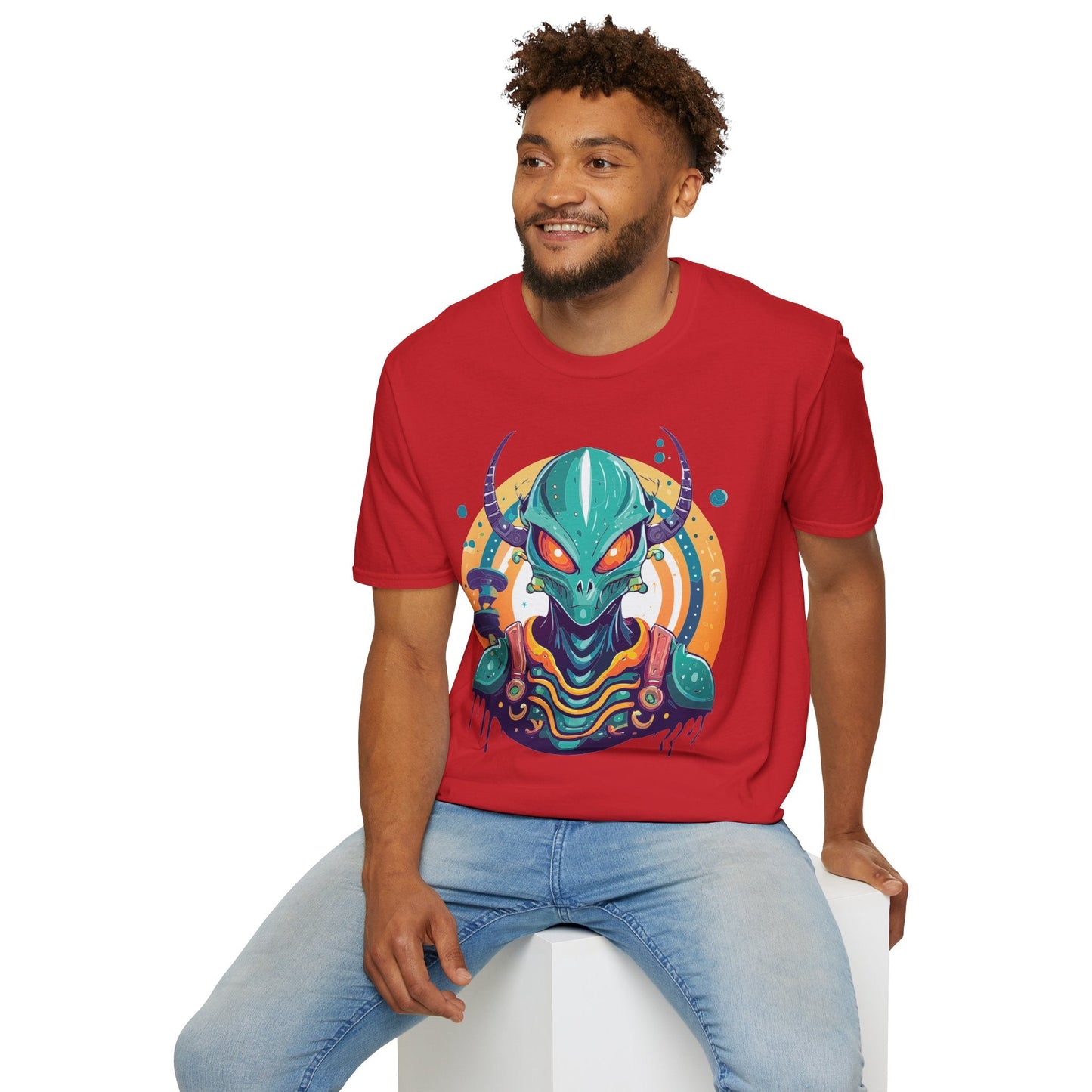 Alien Graphic Unisex Cotton Softstyle UFO Artwork Tee 14