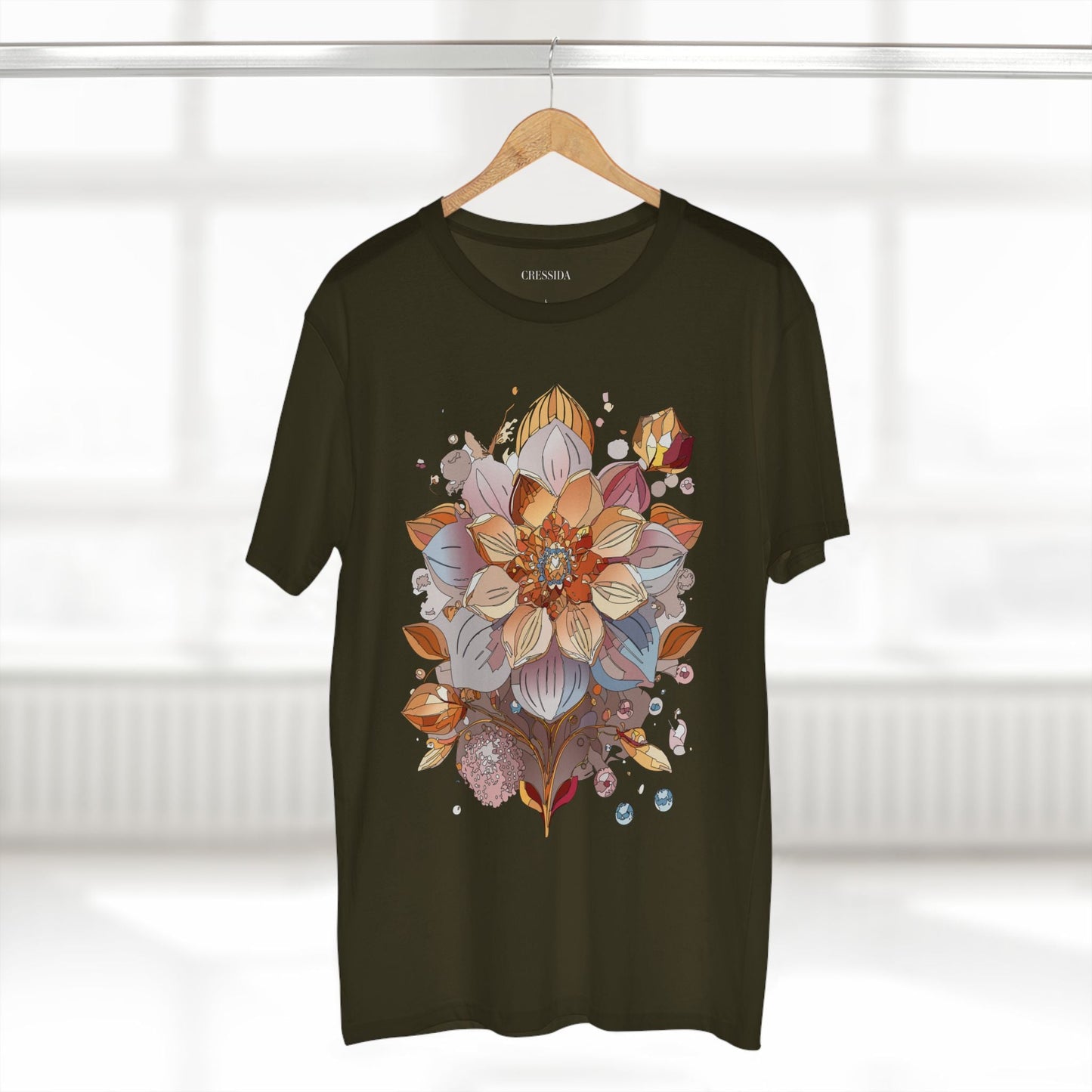 Floral Graphic T-Shirt Unisex 100 Cotton Art Design with Antique Flowers Tee 5