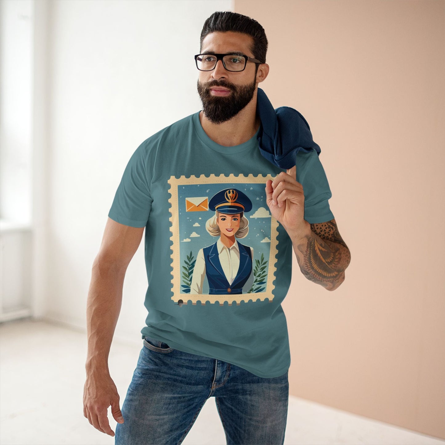 Stamp Shirt Postage Stamp Tee Unisex Premium Cotton Original Art Design Retro2Nova
