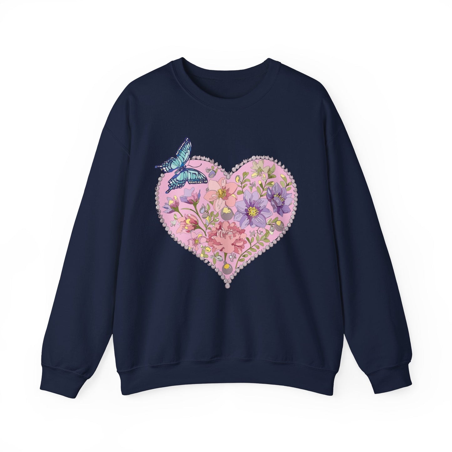 Floral Heart Sweatshirt Valentines Day Unisex Crewneck Cozy Comfort For Cold Weather