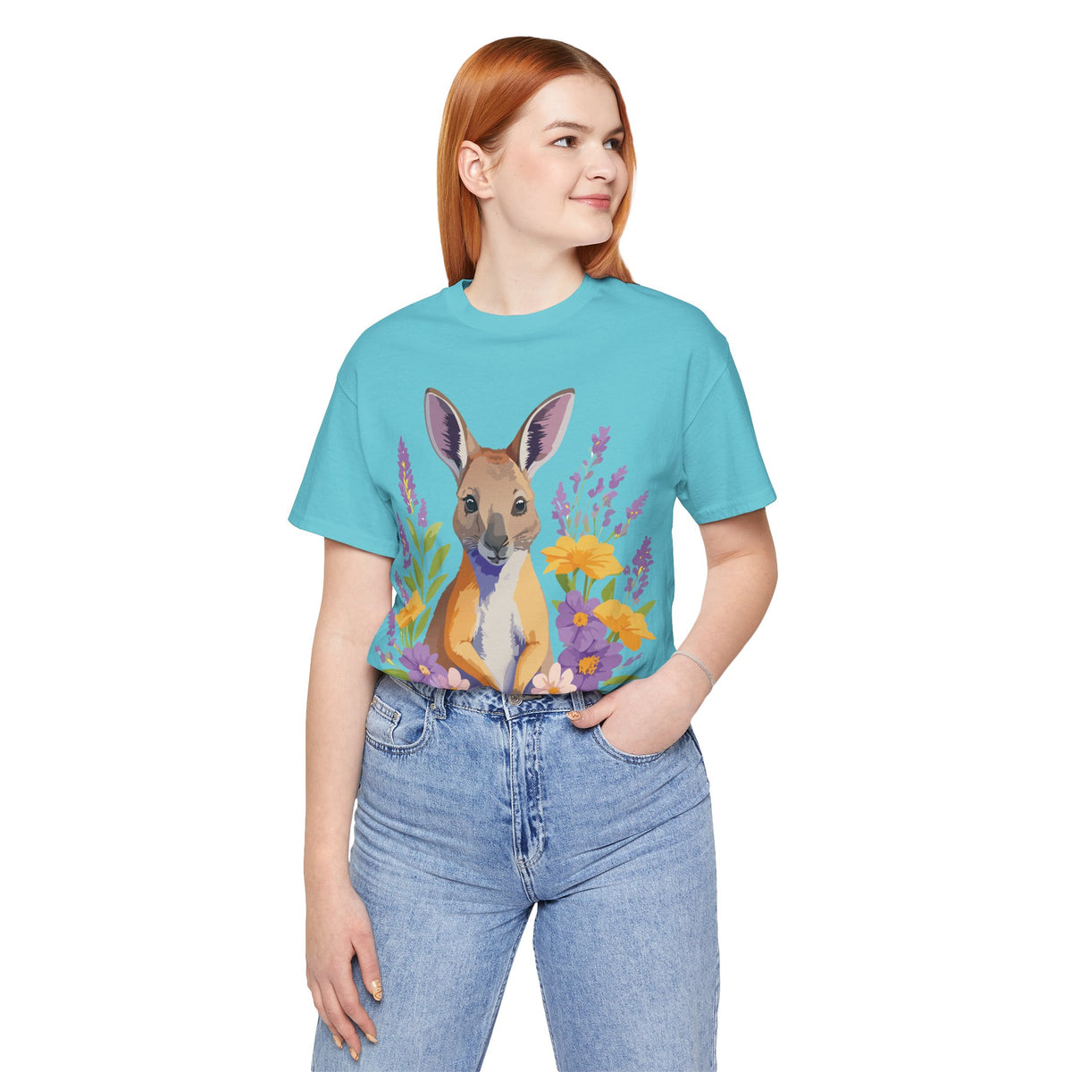 Kangaroo Graphic Unisex Cotton Bella+Canvas Tee with Art Animal Design e313