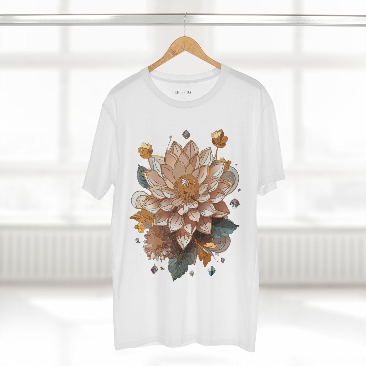 Floral Graphic T-Shirt Unisex 100 Cotton Art Design with Antique Flowers Tee 9