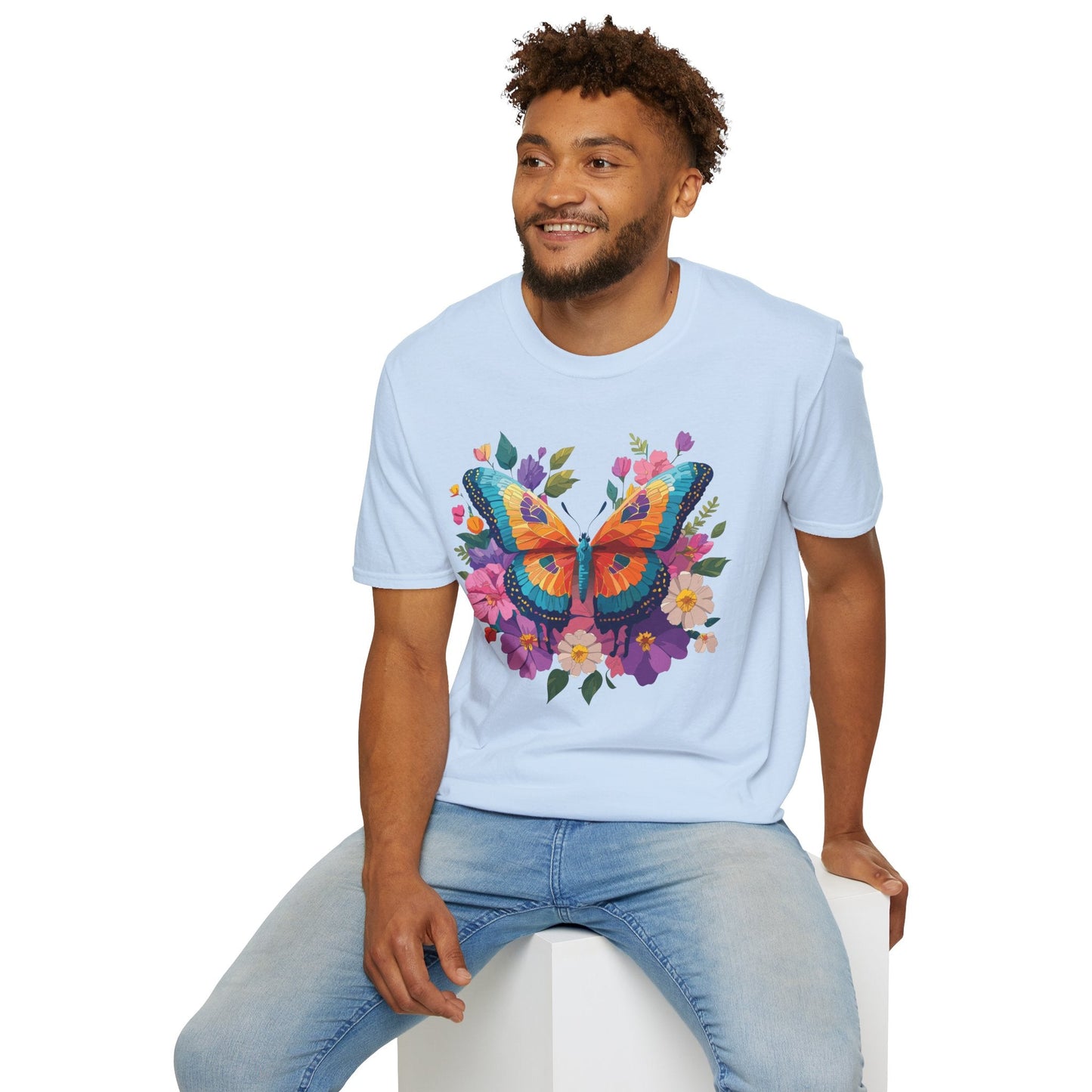 Butterfly Themed Unisex Softstyle T Shirt 100 Cotton Monarch Design Tee Gildan 64000
