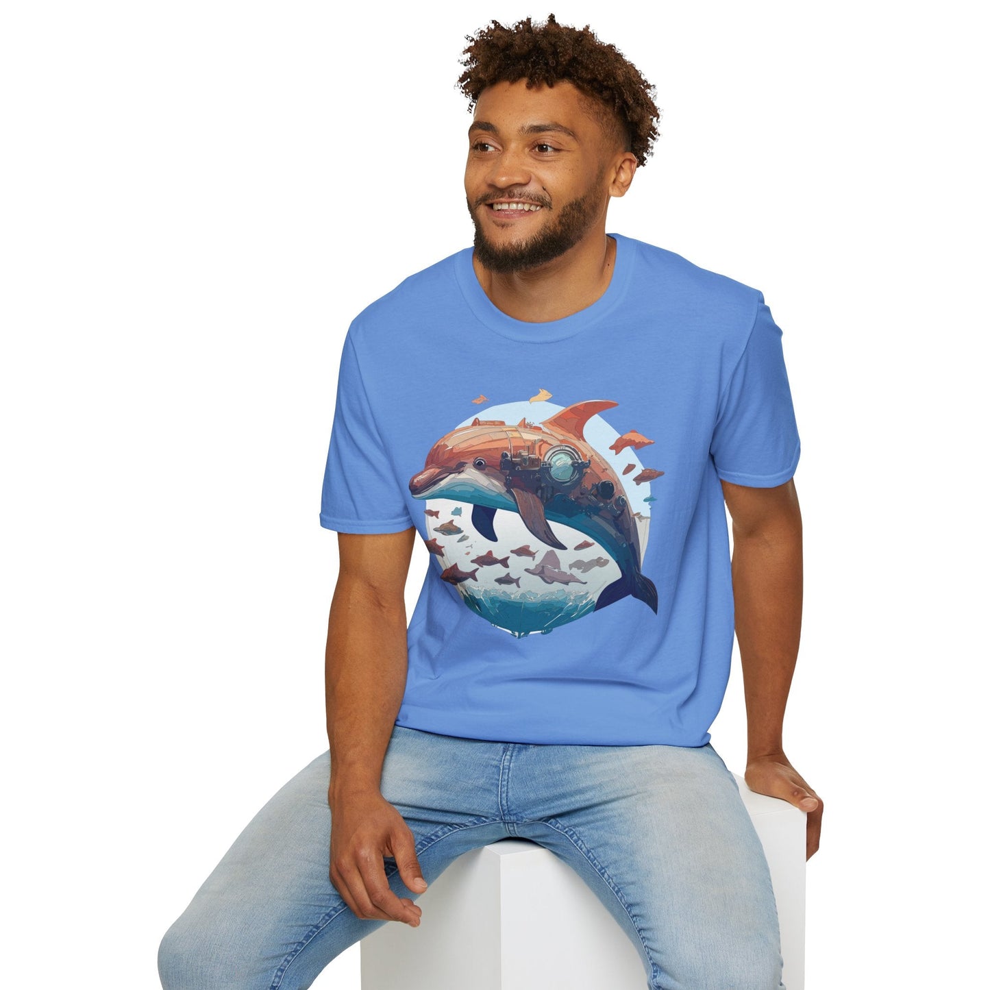 Unisex Dolphin Shirt Softstyle Tee Gildan 64000 Ring Spun Cotton Animal Graphic Design