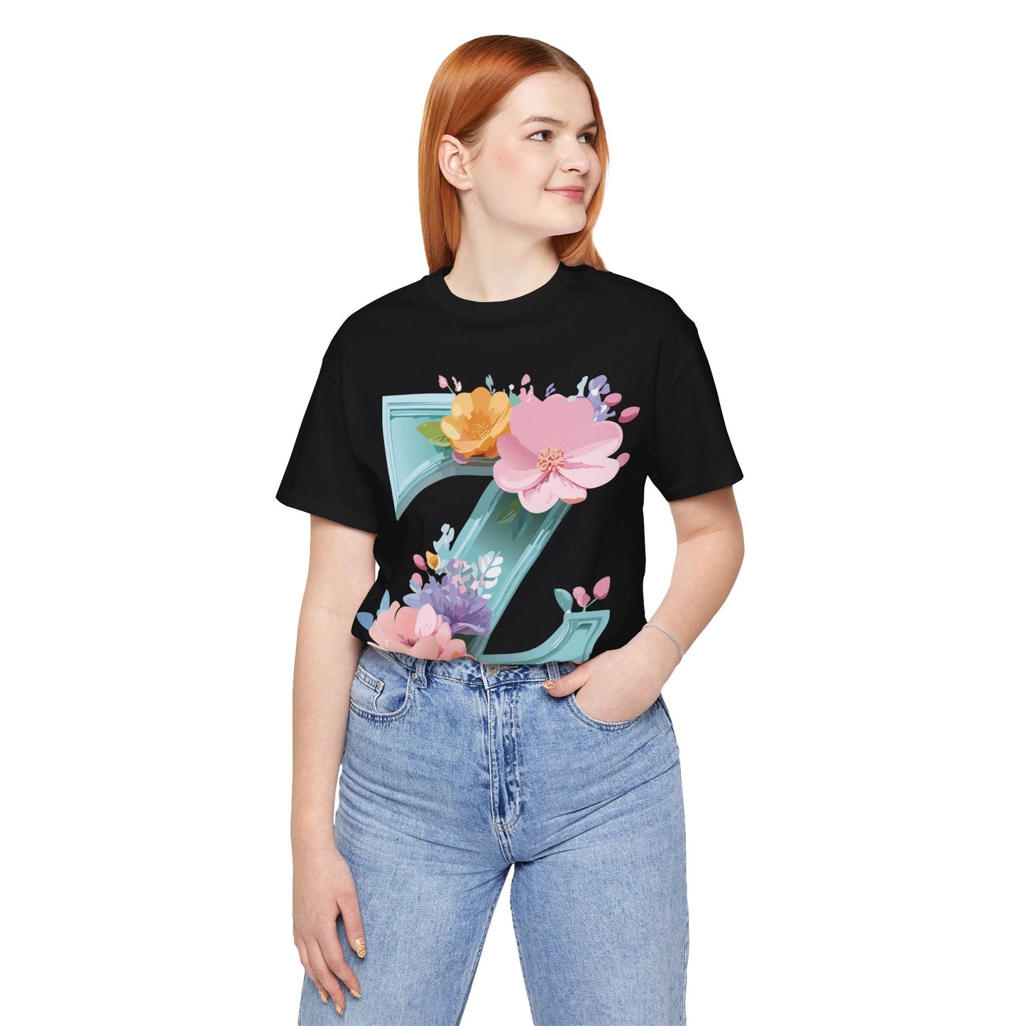 Letter Z Shirt Graphic Tee Unisex Jersey Short Sleeve By Adelpha Vintage Inspired Artwork