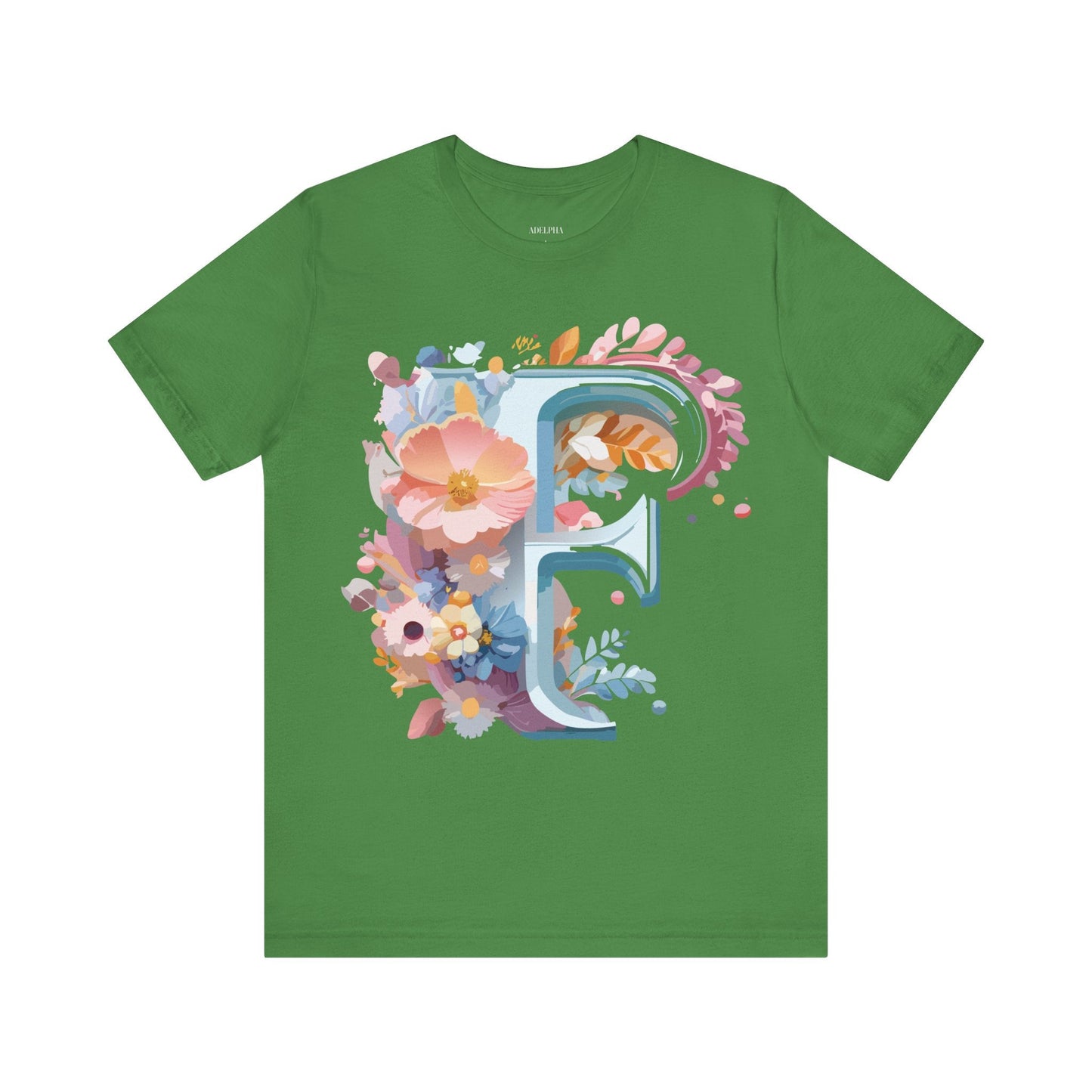 Letter F Graphic Tee Unisex Short Sleeve Vintage Inspired Adelpha Artwork Collection