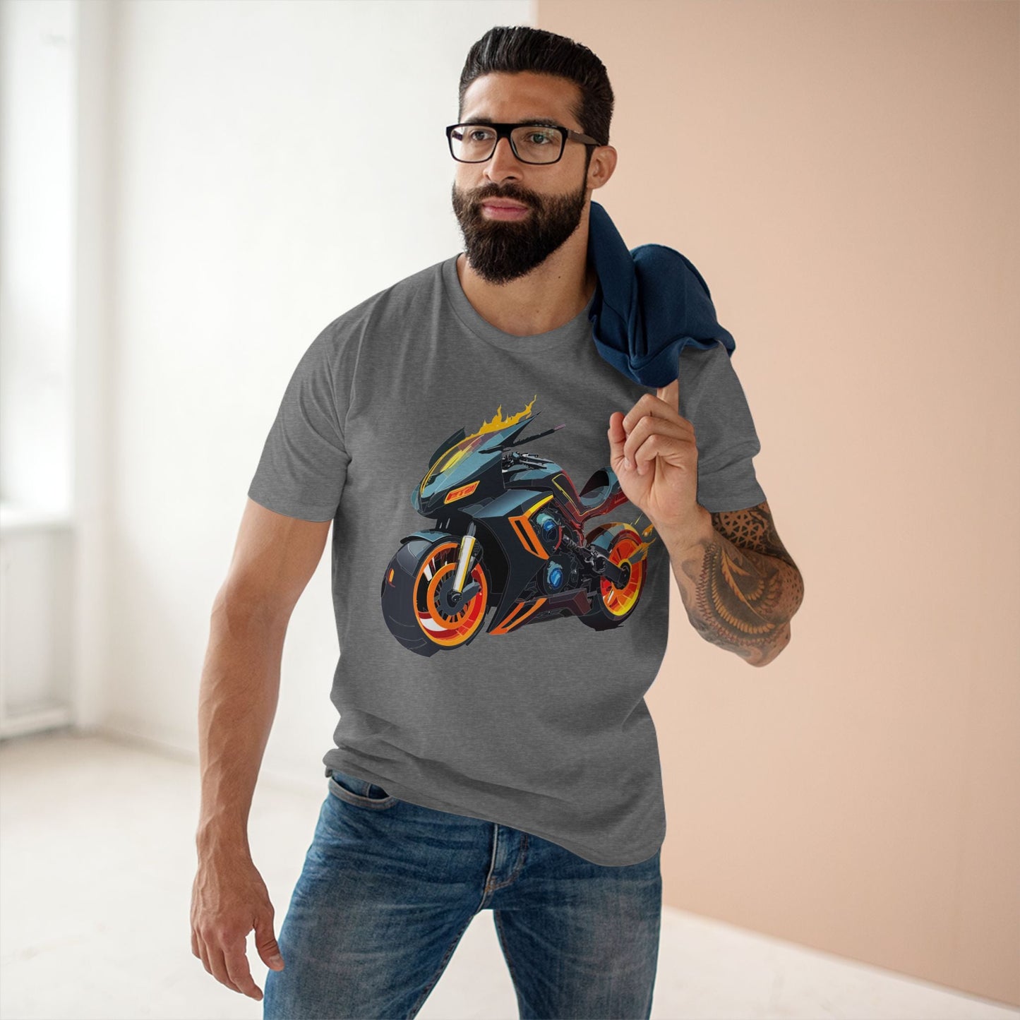 Moto Bike Graphic Unisex 100 Cotton Staple Tee 23