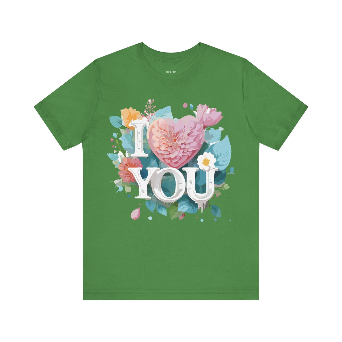 Valentine's Day Graphic Unisex Cotton Bella+Canvas Tee with Floral Art Design d125