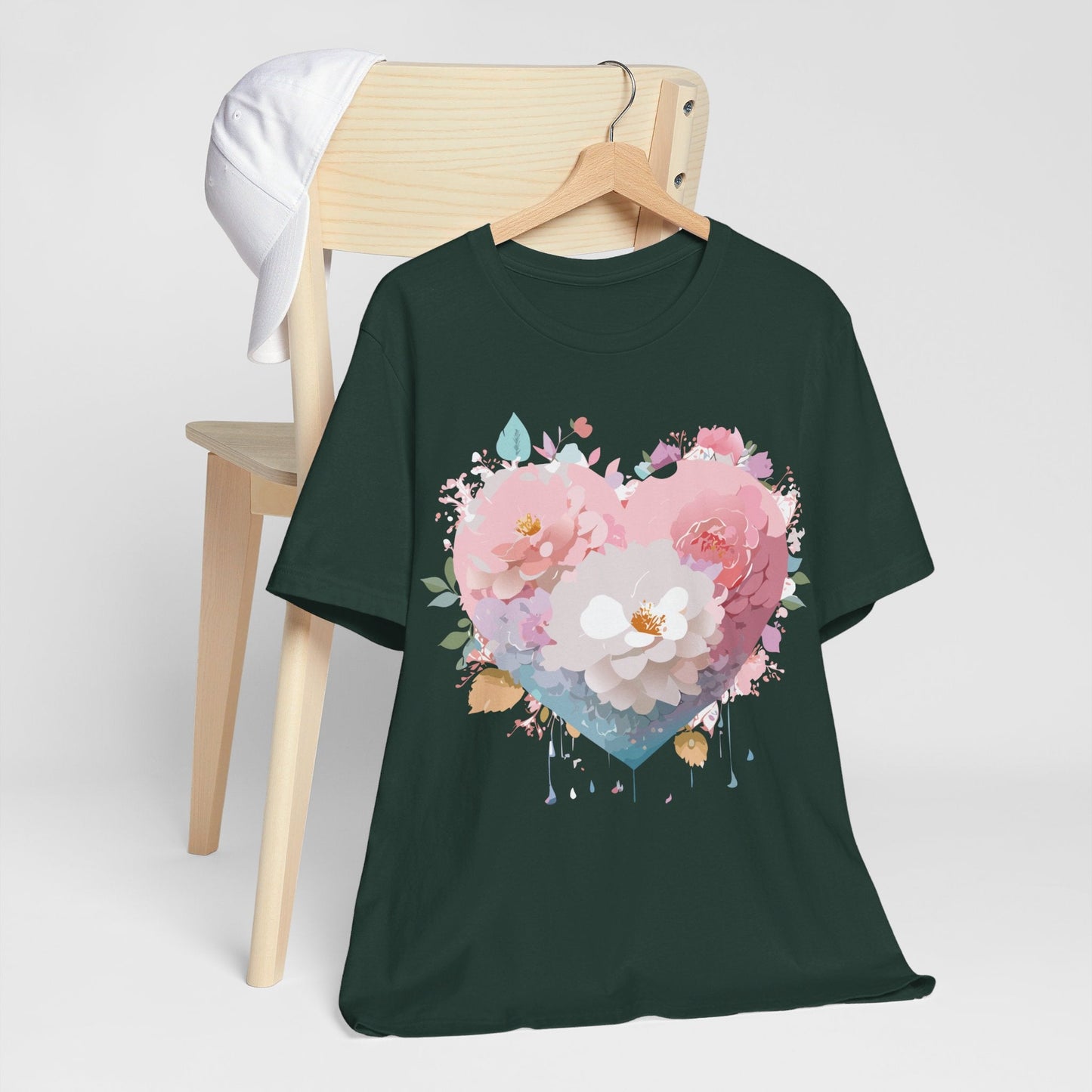 Valentine Day Graphic Unisex 100 Cotton Vintage Artwork with Love and Flower Design Tee 34
