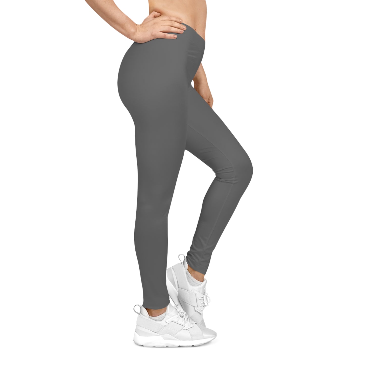 Dim Grey Color Women's Poly-Span Casual Leggings Print Everyday Activewear Pants