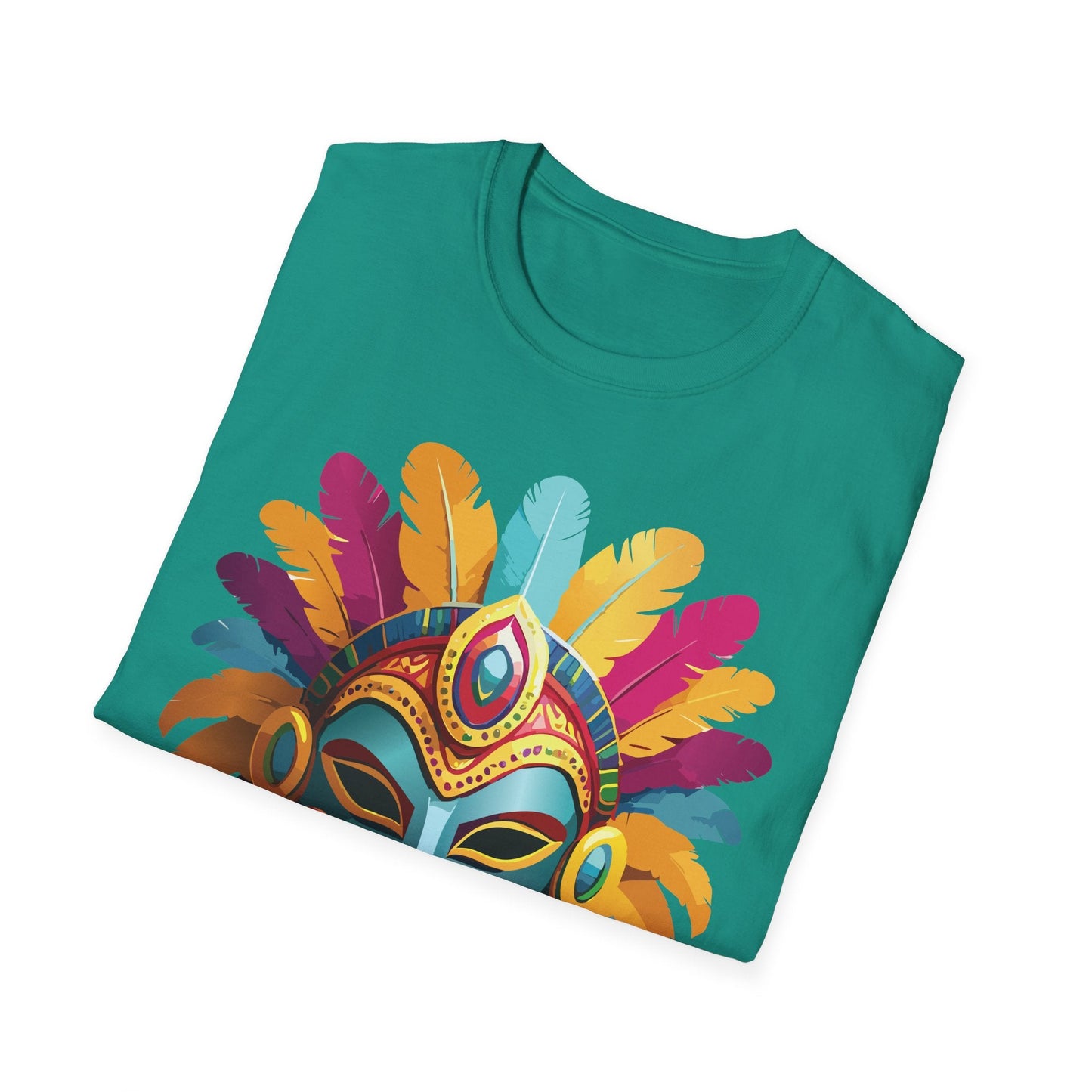 Mask Tee Shirt Unisex Short Sleeve Graphic Tee Masquerade Design 100 Percent Ring Spun Cotton