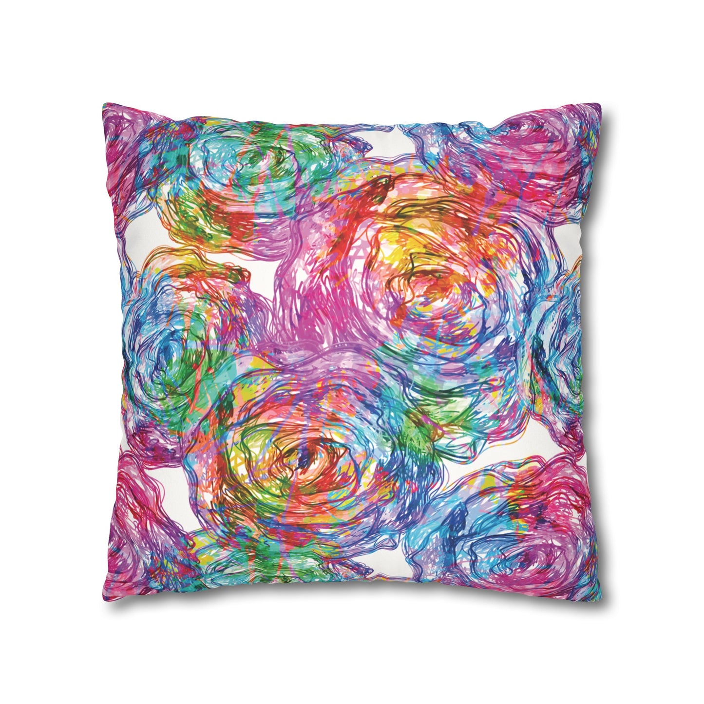 Faux Suede Pillowcase with Abstract print