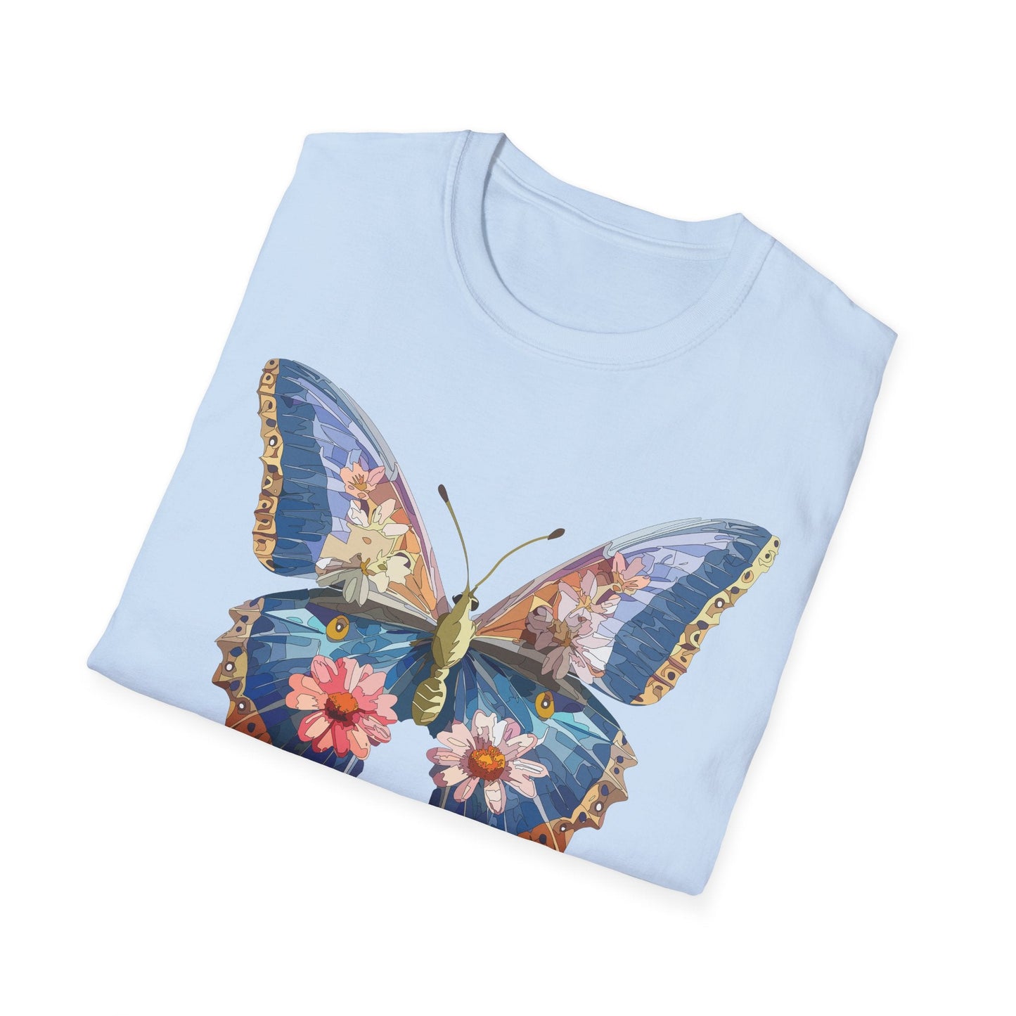 Butterfly T Shirt Unisex Softstyle 64000 Gildan Monarch Design 100 Percent Ring Spun Cotton Tee