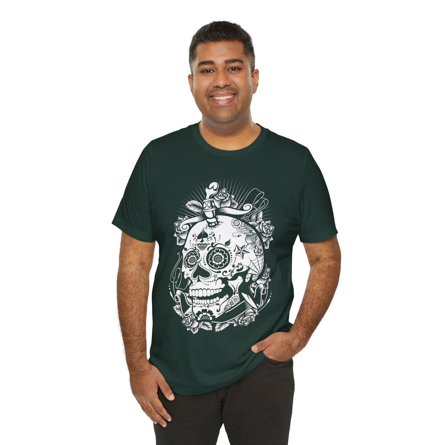 Unisex Cotton Tee Shirt with Skull