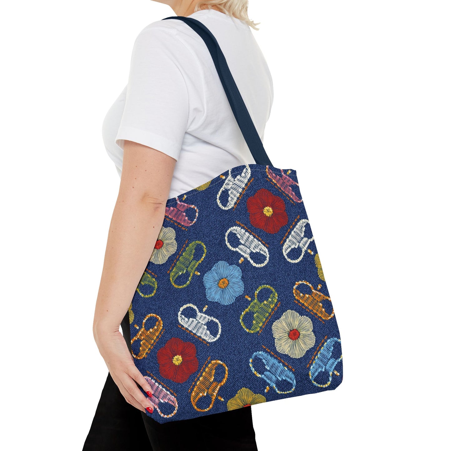 Denim Fabric Imitation Print Unisex Canvas Bag Poly Spun 3 Sizes Tote Bag 154